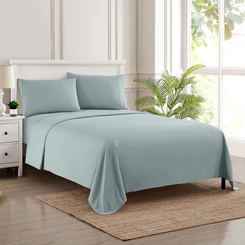 Cooling Sateen 1800 Series Classic 4-Piece 1800 Thread Count 100 GSM Bed Sheet, Queen - Luxury Bed Sheet Set with Deep Pockets Detail
