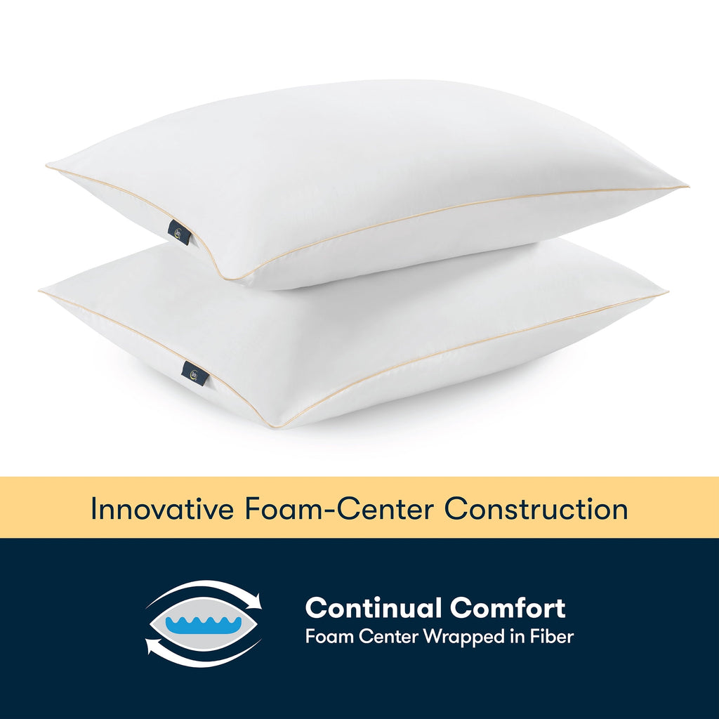 Orthopedic Support pedic Bounce Back Standard/Queen Bed Pillow, Hypoallergenic Fill - Hotel Quality Plush Sleeping Pillows Detail