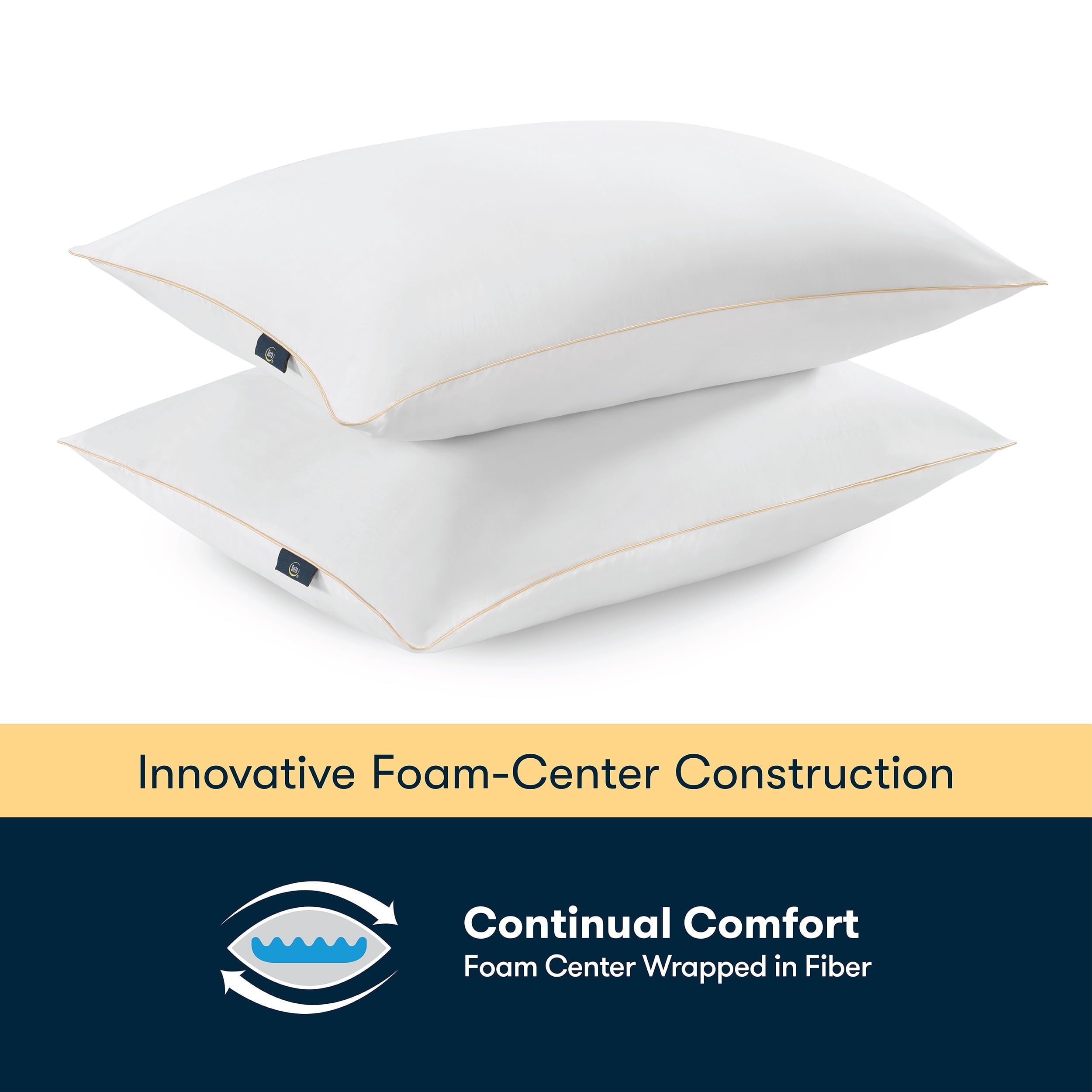 Orthopedic Support pedic Bounce Back Standard/Queen Bed Pillow, Hypoallergenic Fill - Hotel Quality Plush Sleeping Pillows Detail