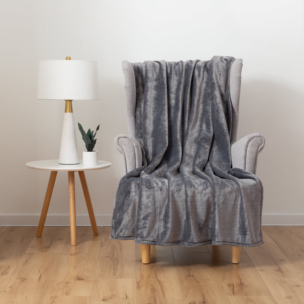 Super Soft Flannel Plush Heathered Soft Oversized Throw Blanket, Gray - Cozy Fleece Throw Blanket for Couch & Bed Detail