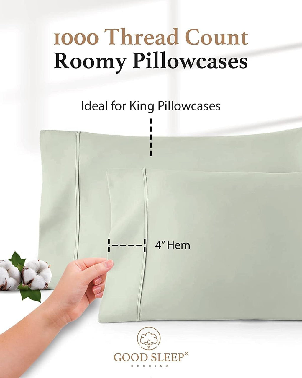 Cooling Sateen Queen Size Flat Sheet Only - Hotel Style 100% Egyptian Cotton Sheet, Soft & Breathable, Sateen Weave 800 Thread Count... - Premium Ultra-Soft Pillowcase Pair for Sleeping Detail