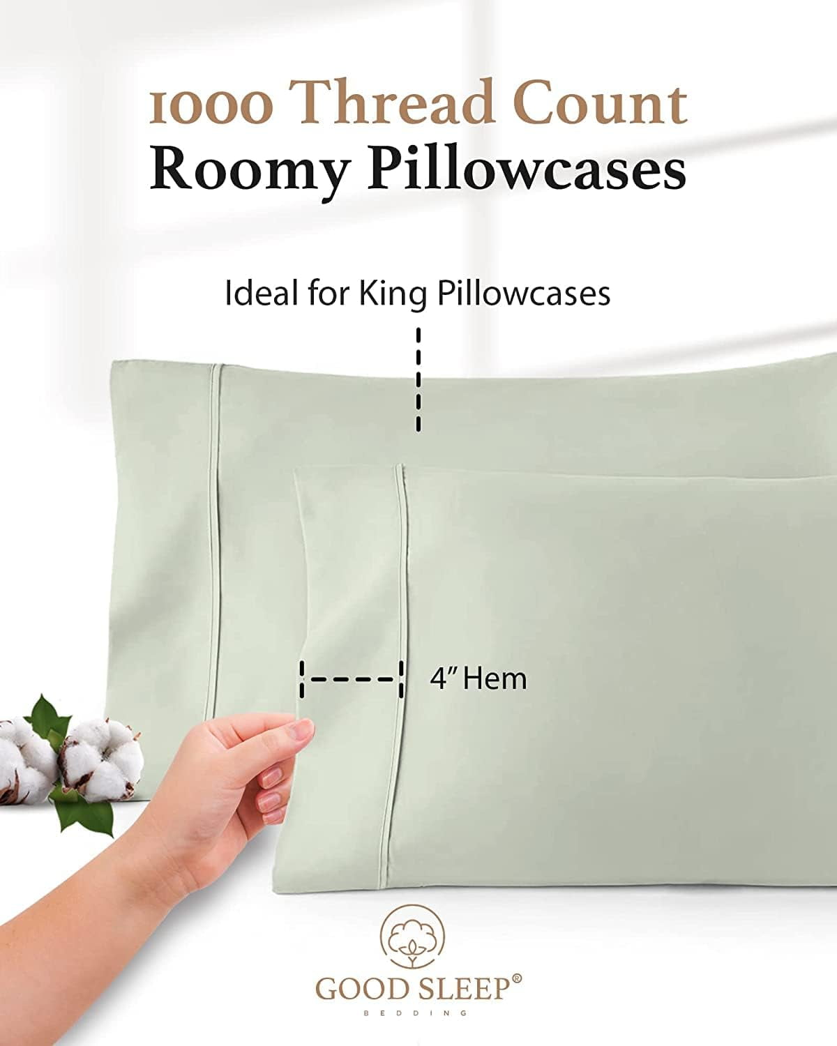 Cooling Sateen Queen Size Flat Sheet Only - Hotel Style 100% Egyptian Cotton Sheet, Soft & Breathable, Sateen Weave 800 Thread Count... - Premium Ultra-Soft Pillowcase Pair for Sleeping Detail