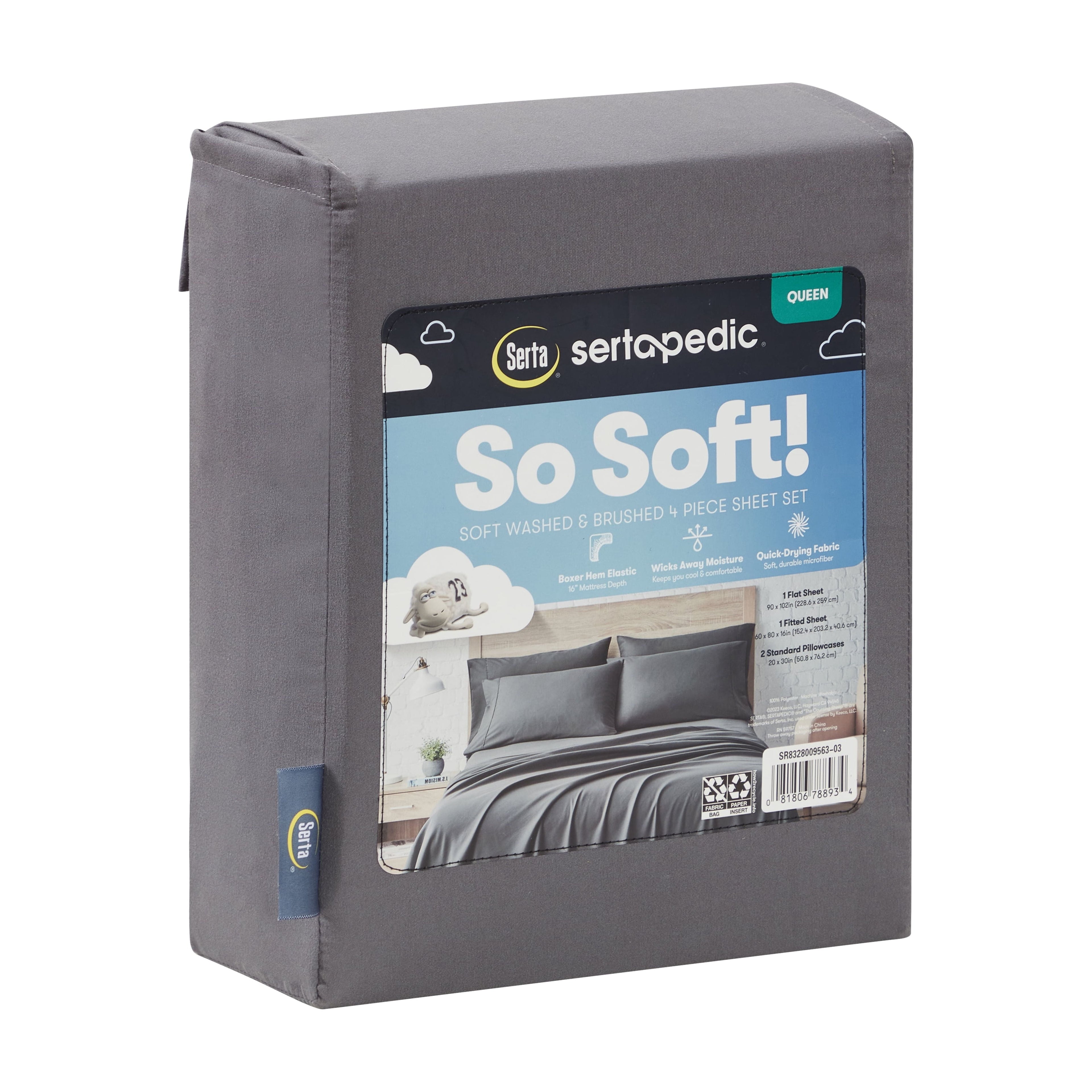 Ultra-Soft So Soft 3-Piece Dark Gray Sheet Set, Twin - Cooling Hotel Quality Bedding Sheets and Pillowcases Detail