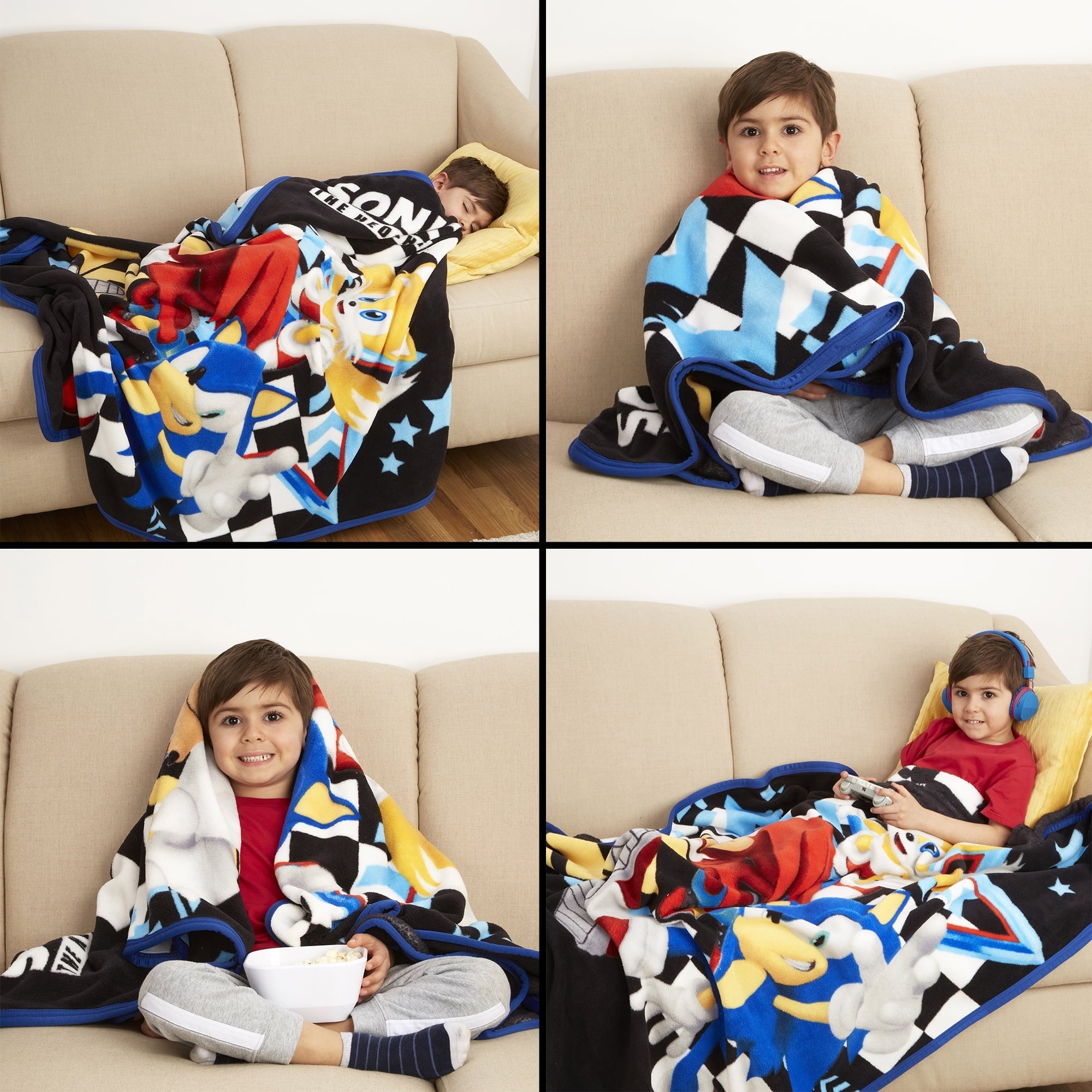Super Soft Flannel Kids Black Print Fleece Throw Blanket, 46 x 60 - Super Soft Reversible Sherpa Flannel Blanket Detail