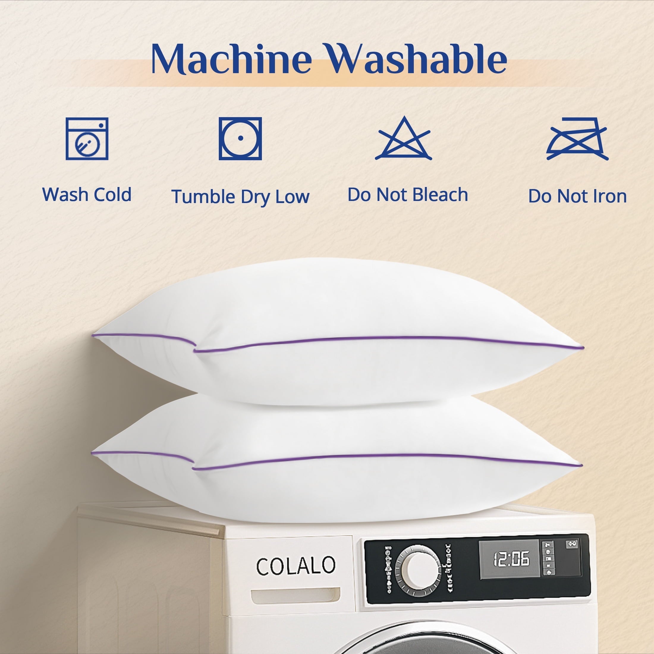 Hotel Collection Pillows Standard Size Set of 2, Hotel Down Alternative Sleeping Bed Pillows for Side Back Stomach Sleepers - Hotel Quality Plush Sleeping Pillows Detail