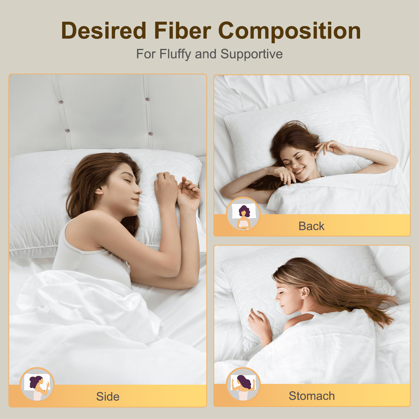 Fluffy Shredded Bed Pillows Queen Size Set of 2, Hotel Gusseted Pillows for Sleeping, Alternative to Down Pillows, Soft Supportive & ... - Decorative Throw Pillow Cushion for Sofa & Bed Detail