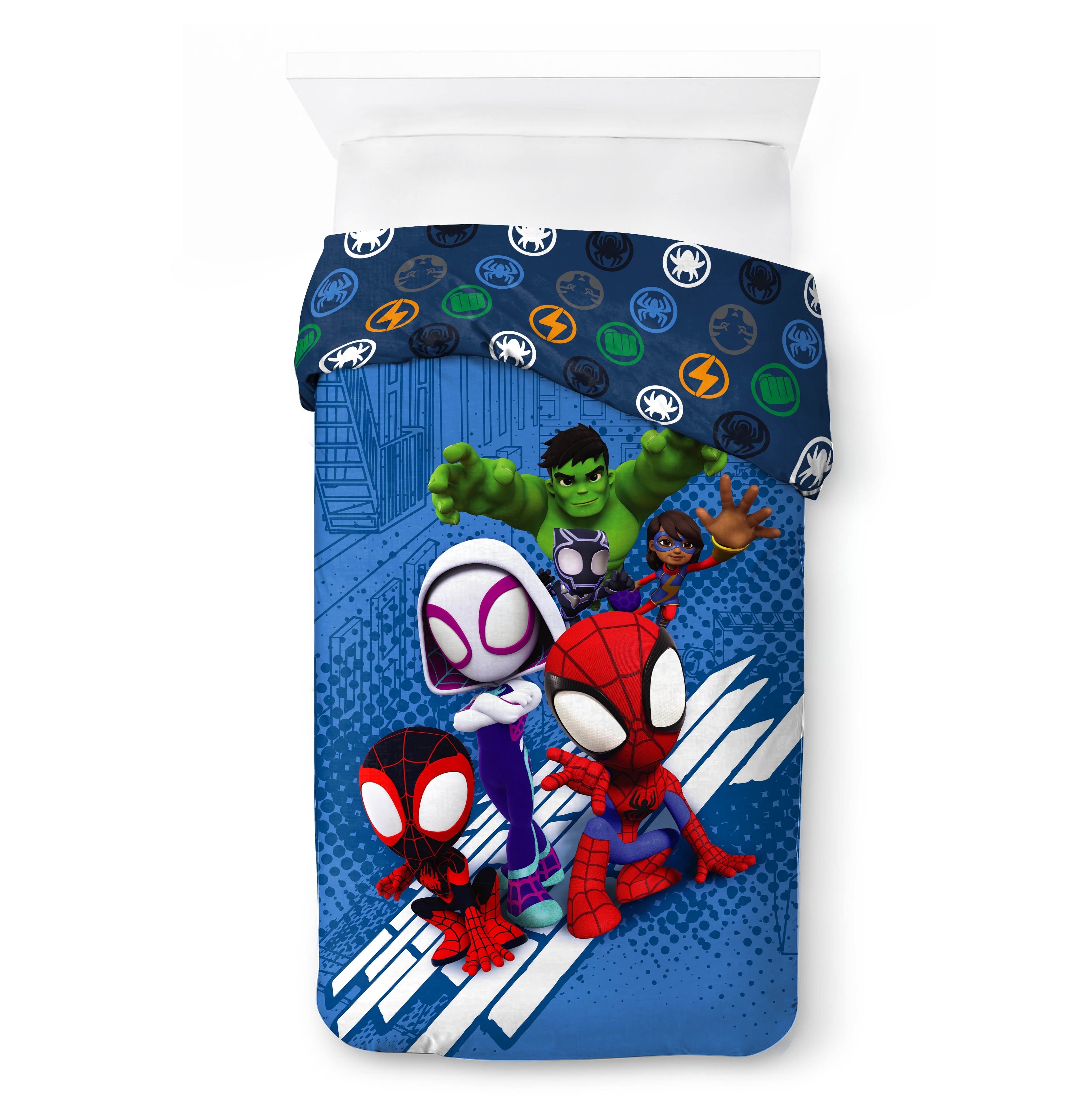 All-Season Spidey Amazing Friends Kids 2-Piece Twin/Full Reversible Comforter Set, Microfiber, Red - Hypoallergenic Ultra-Fluffy Quilt for Winter Detail