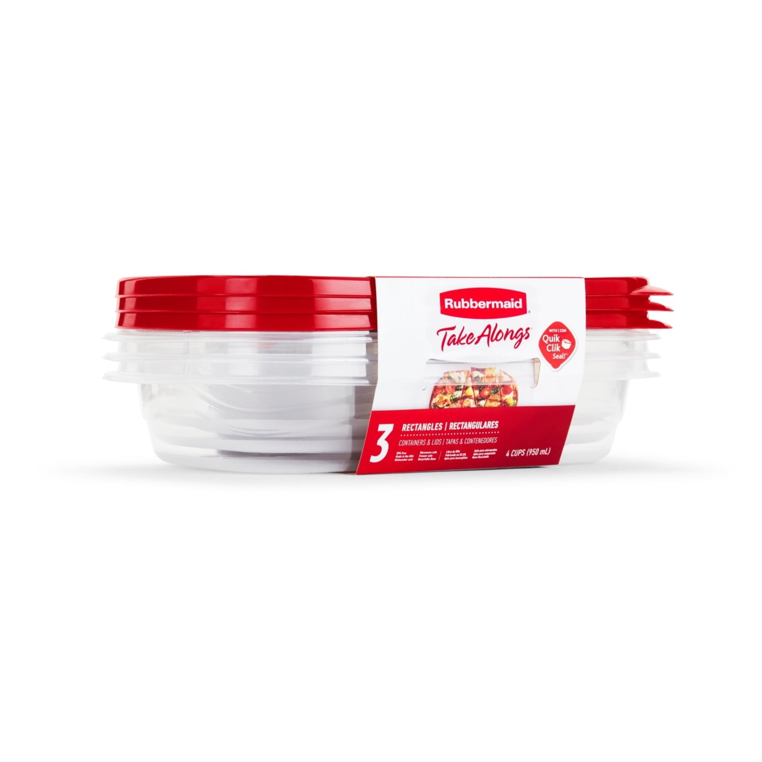 Whimsical Doughnut 4.0-Cup Rectangle Food Storage Containers, Ruby Red, 3 pack - Playful Star & Heart Shaped Geometric NeeDoh Detail