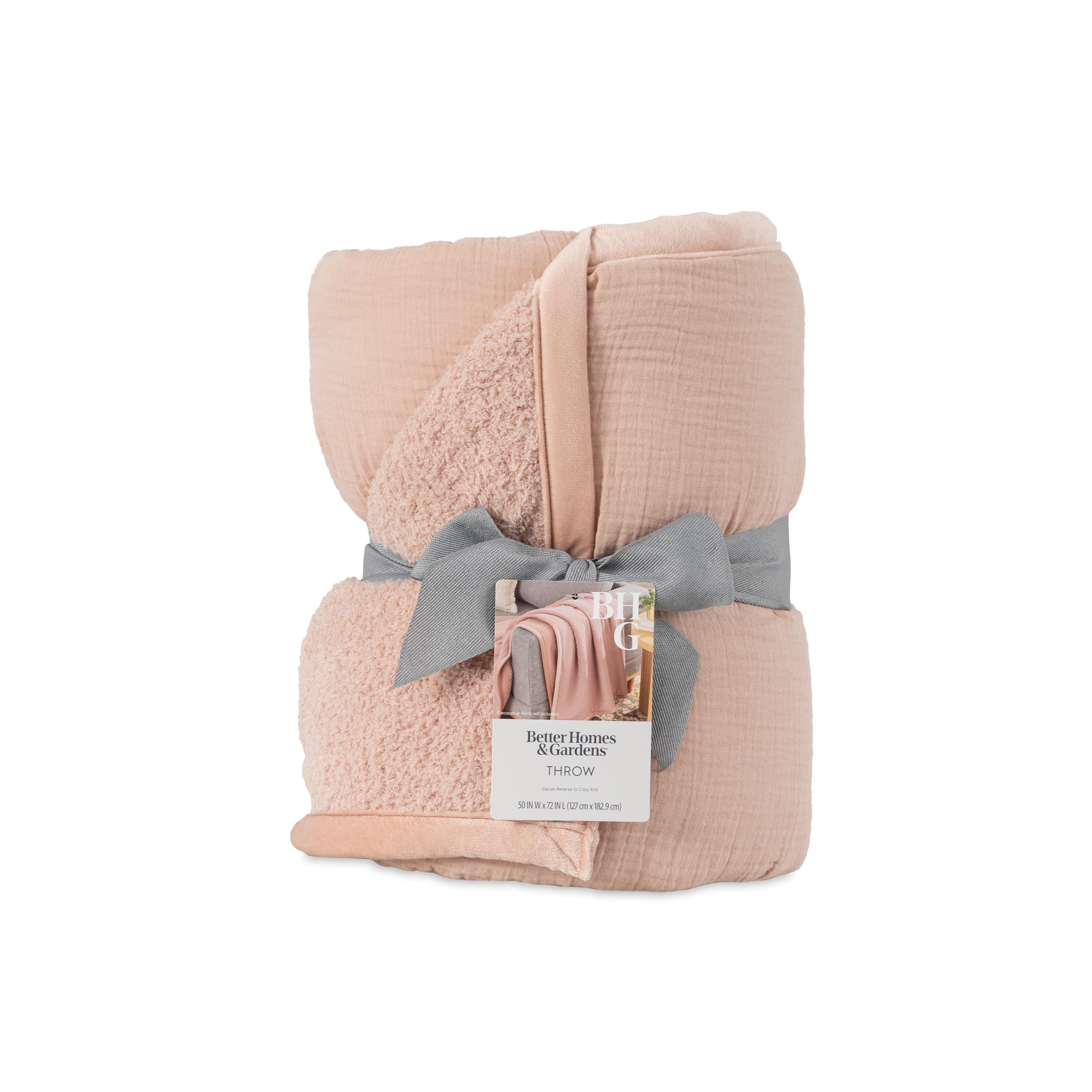 Decorative Knitted Gauze Reverse to Cozy Knit Super Soft Throw Blanket, Oversized, Antique Blush - Cozy Fleece Throw Blanket for Couch & Bed Detail