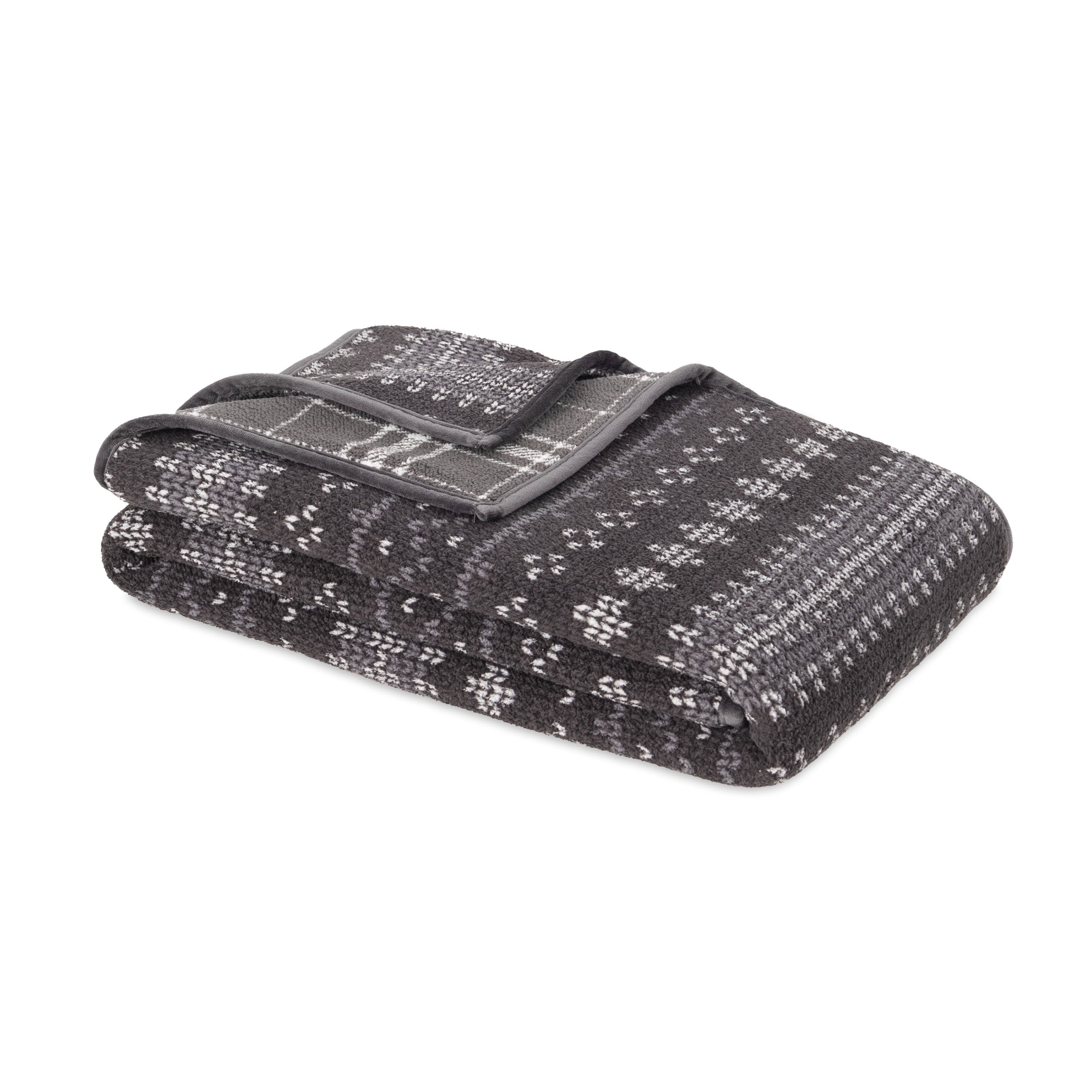 Cozy Fleece Berkshire Life Reversible Printed Hampshire Soft Throw Blanket, Glacier Fair Isle - Lightweight Plush Warm Blanket for All Seasons Detail