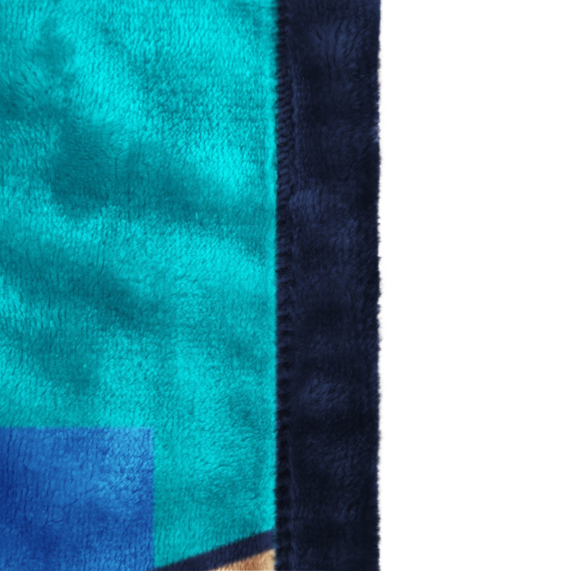 Reversible Sherpa Minecraft Kids Twin/Full Blanket, 62 x 90, Microfiber, Green and Blue - Luxury Knitted Decorative Throw Blanket with Fringes Detail