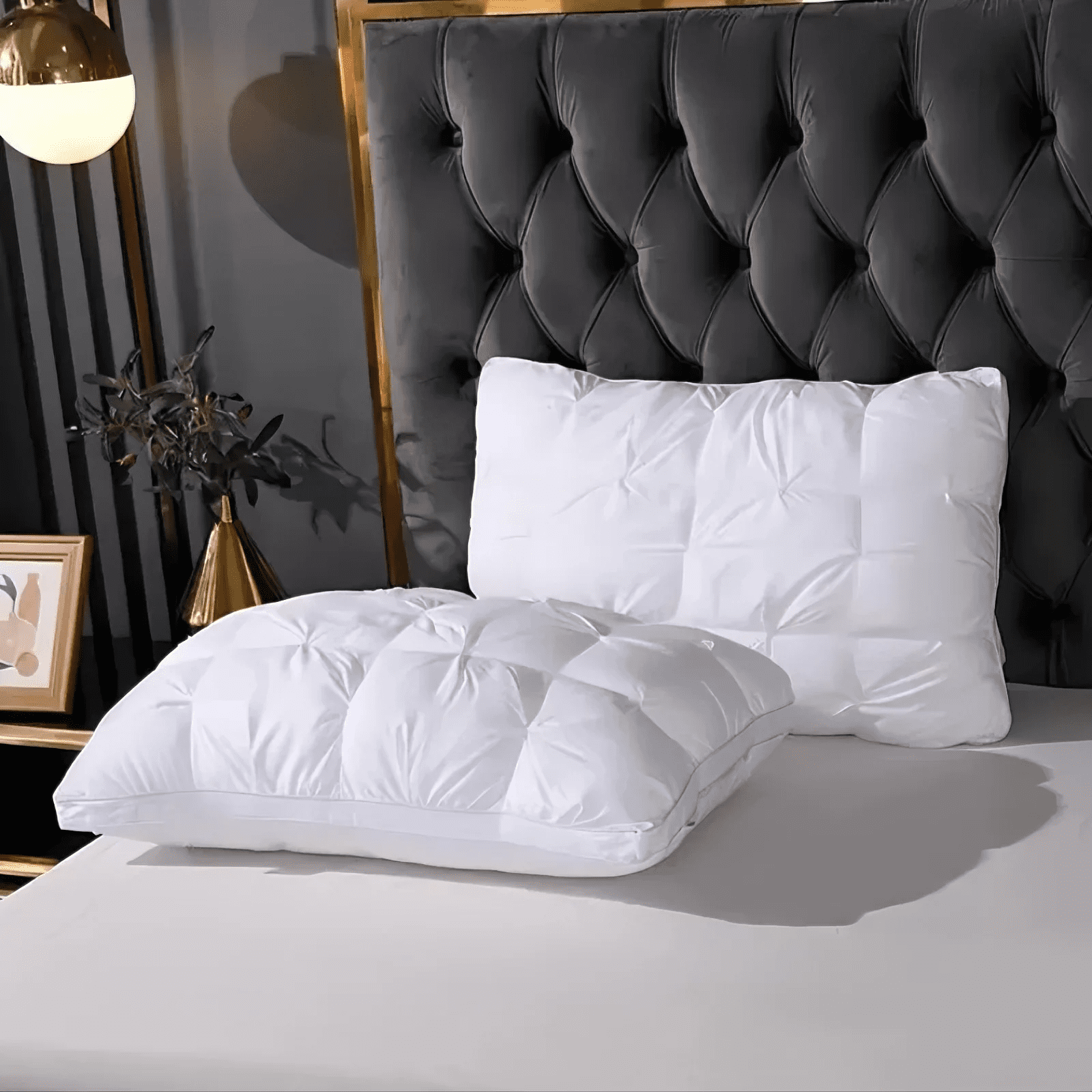 Decorative Plump Queen Size Bed Pillows Set of 2, Hotel Quality, Down Alternative Gusseted Bed Pillows for Side, Back, or Stomach Slee... - Hotel Quality Plush Sleeping Pillows Detail