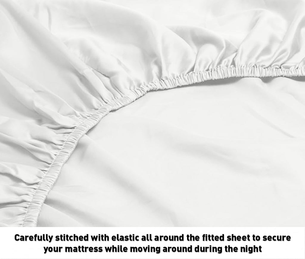Premium Egyptian Cotton Luxurious Collection 1000 Thread Count 100% Cotton Bed Sheet Set (Twin XL, White) - Luxury Bed Sheet Set with Deep Pockets Detail