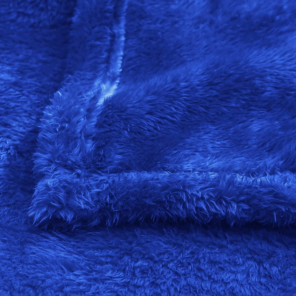 Cozy Fleece Plush Fuzzy Fleece Throw Blanket (40" x 50", Cobalt Blue)- Soft, Warm and Lightweight - Super Soft Reversible Sherpa Flannel Blanket Detail