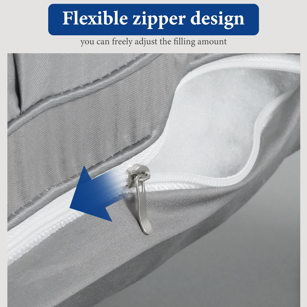 Hotel Collection 2-Pack Luxurious Hotel-Quality ,Resistant to Flattening, All-Season,Gray - Orthopedic Shredded Foam Bed Pillow Set Detail