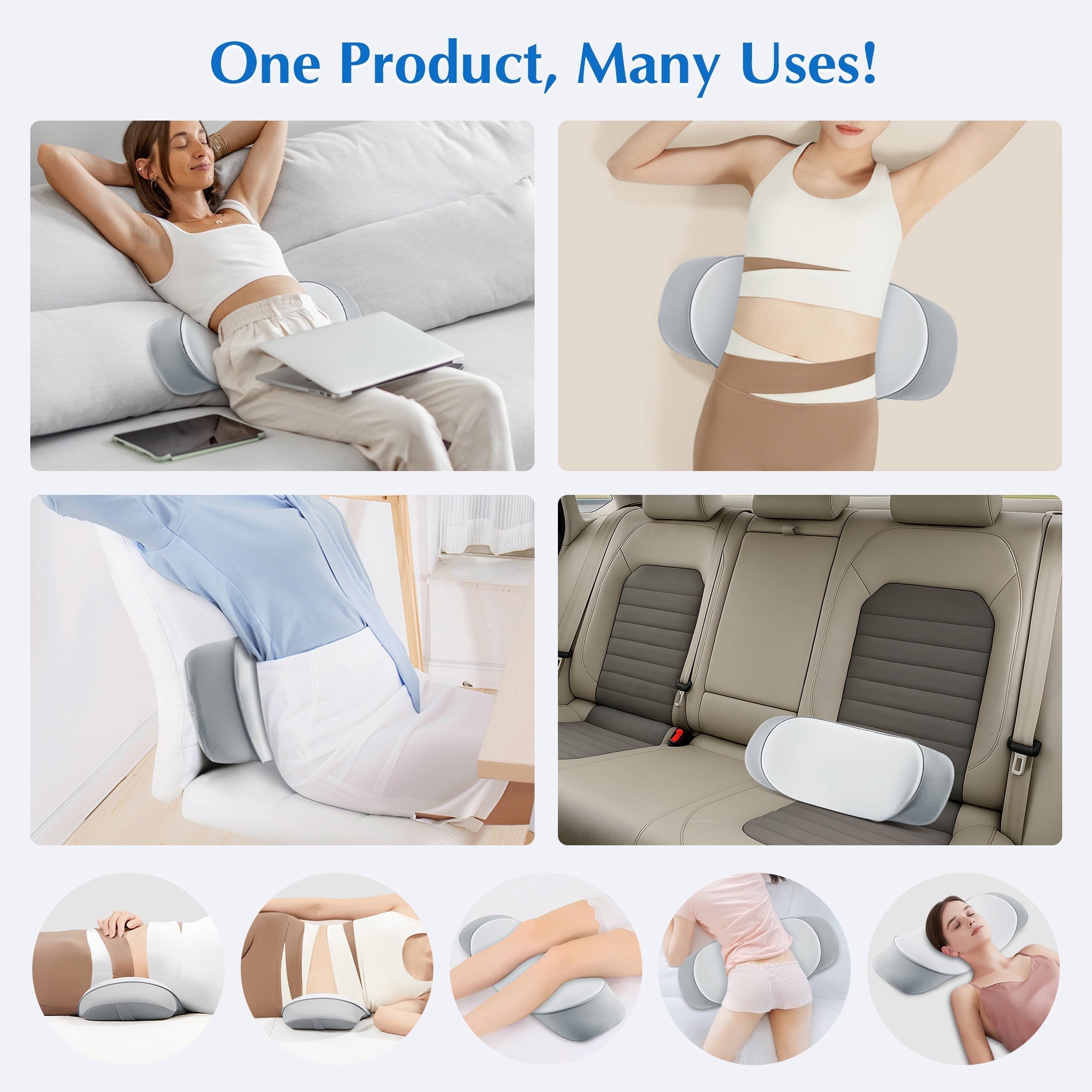Ergonomic Memory Foam Lumbar Support Pillow for Bed Memory Foam Lower Back Pain Relief, Adjustable Waist Pillow for Sleeping & Side Sleeper... - Orthopedic Shredded Foam Bed Pillow Set Detail