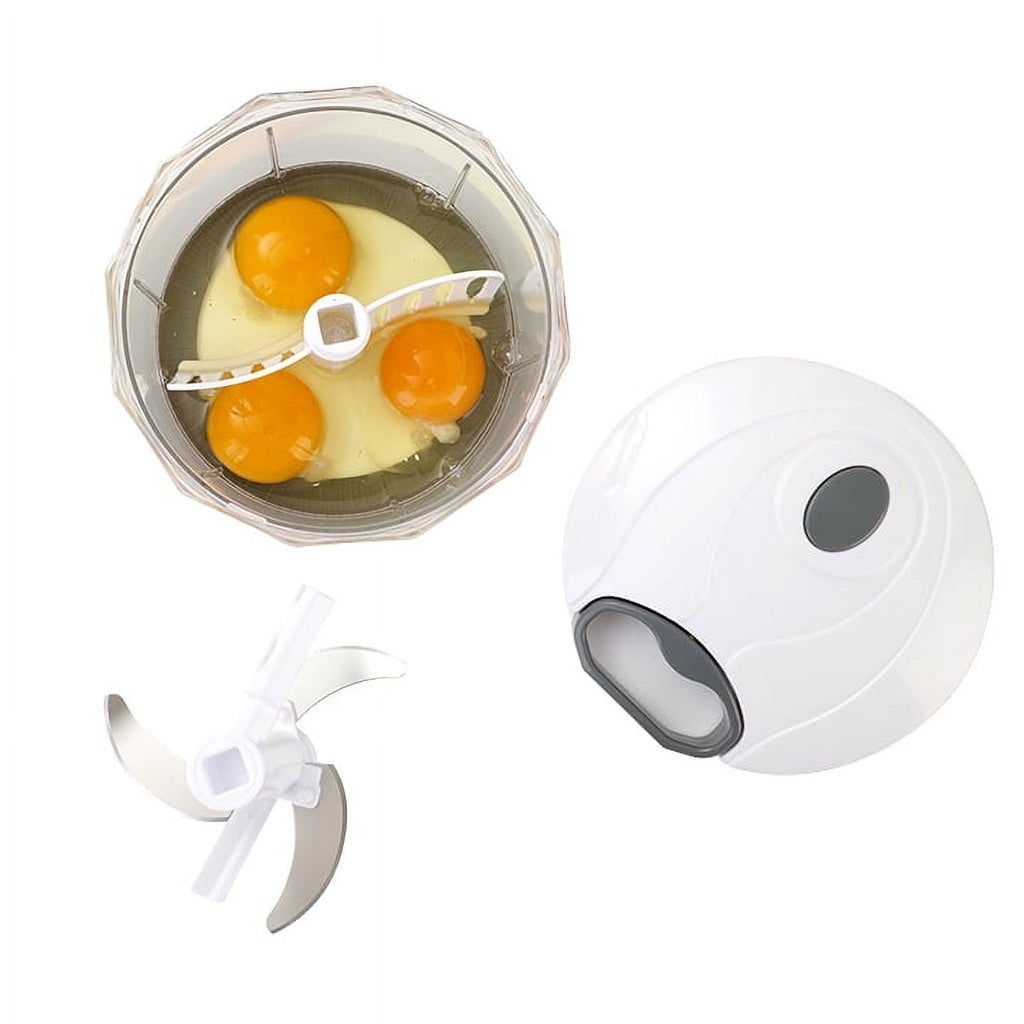 Time-Saving 1qt Quick Pull Chopper, BPA free , SS Blades, Food Contact Safe Material , White & Grey, Weight 320g - Multi-Functional Manual Food Chopper & Slicer Detail