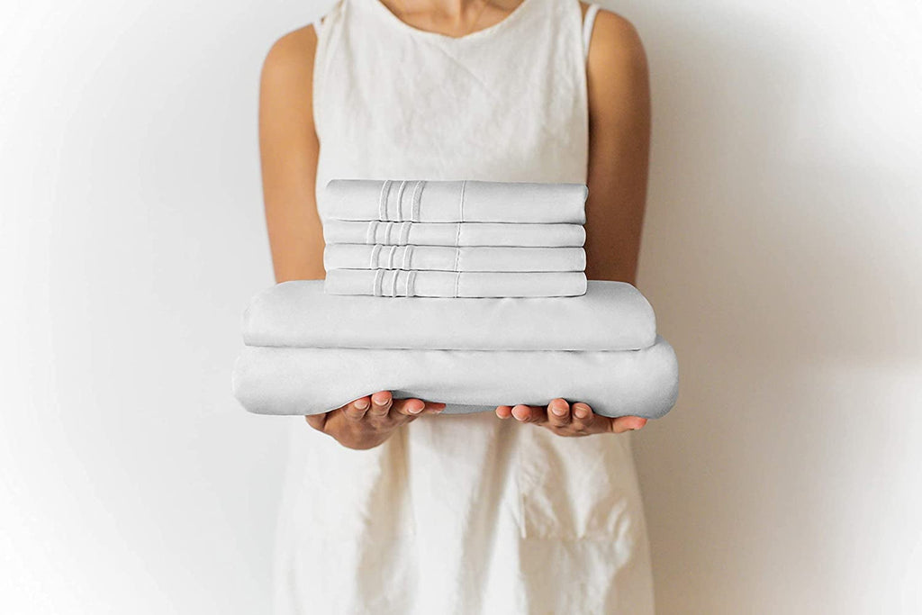 Cooling Sateen 6-Piece Breathable and Cooling Sheet Set With Extra Matching Pillowcases - King Size Bed Sheets Fits 8"-16... - Luxury Bed Sheet Set with Deep Pockets Detail