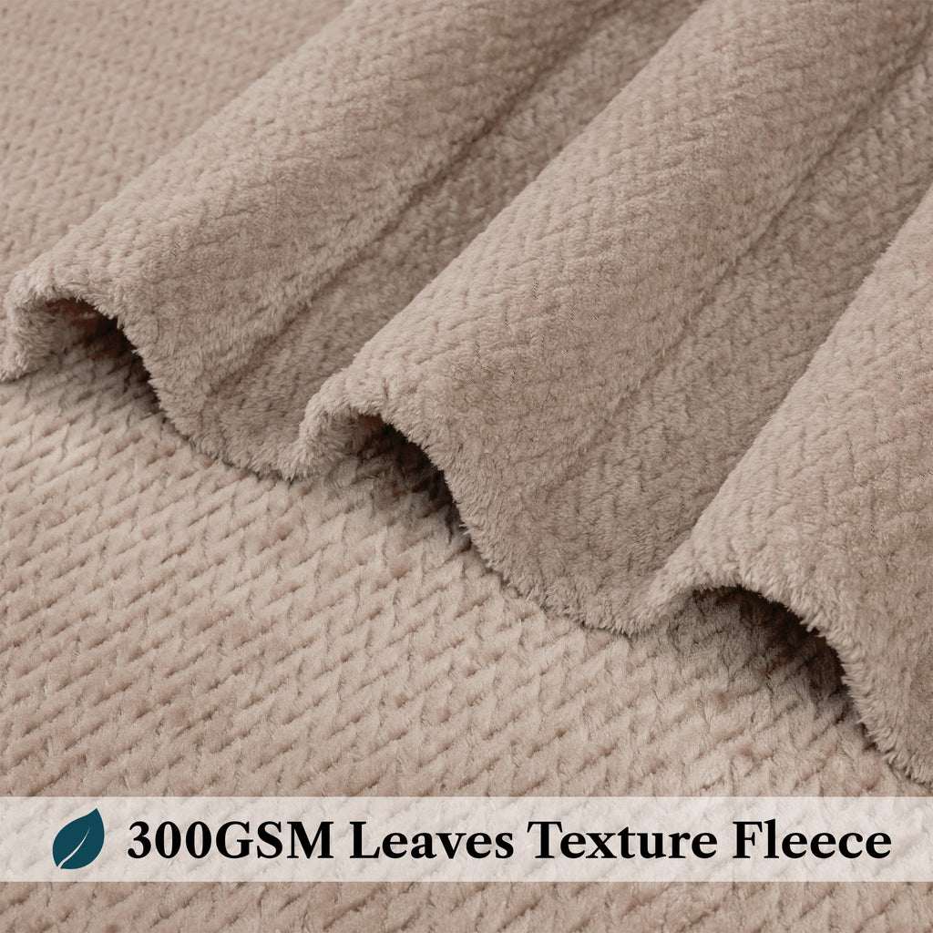 Decorative Knitted Soft Fleece Taupe Tan Throw Blanket for Couch, Lightweight Plush Warm Blankets for Bed, Fuzzy Cozy Flannel Blanket Th... - Lightweight Plush Warm Blanket for All Seasons Detail