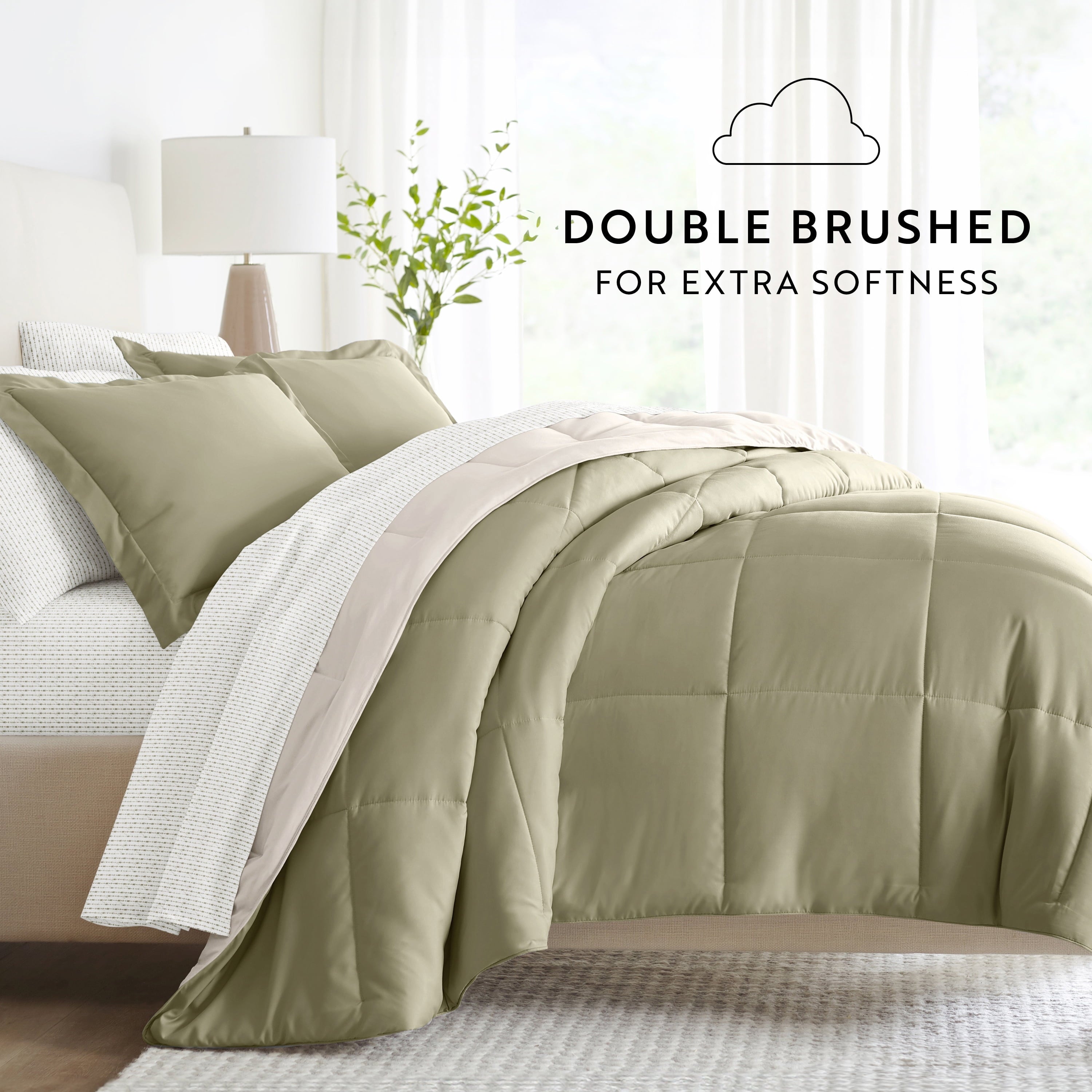 Heavyweight Warmth 5 Piece Bedding Bundle, Reversible Comforter and Patterned Sheet Set, Twin - Cloud-Like Soft Lightweight Bed Comforter Detail