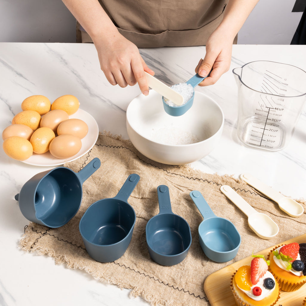 Premium Kitchen 9-Piece Stackable Measuring Set Kitchen Tools for Cooking, 7.48" L, Blue - Multi-Functional Manual Food Chopper & Slicer Detail