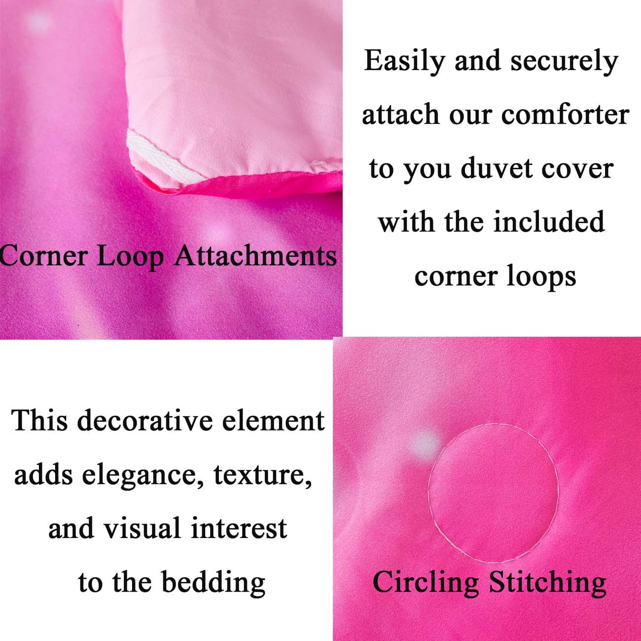 Luxurious Quilted 4Pcs Rainbow Twin Size Comforter Set for Girls, Pink Purple Gradient Glitter Kids Bedding Sets, Soft Galaxy Girls Bed... - Cloud-Like Soft Lightweight Bed Comforter Detail