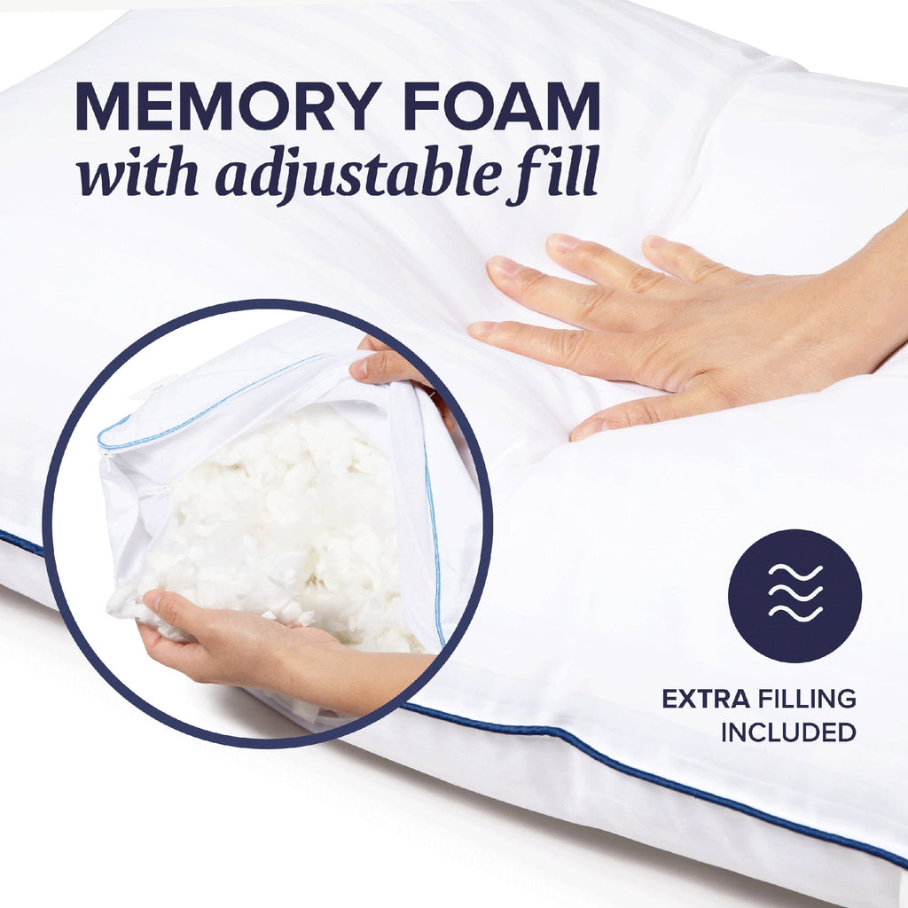 Orthopedic Support Customizable Memory Foam Queen Pillow 1Pack, Adult - Ergonomic Memory Foam Pillow for Neck Pain Support Detail