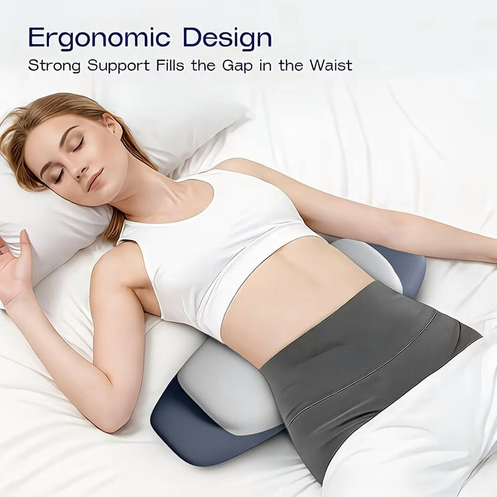 Hotel Collection Lumbar Support Pillow for Bed, Memory Foam Ergonomic Lower Back Support Waist Pillow for Side Back and Stomach Sleepe... - Orthopedic Shredded Foam Bed Pillow Set Detail