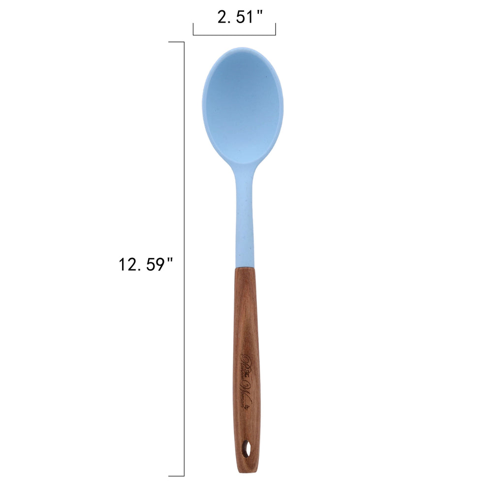 High-Precision 10-Piece Silicone and Acacia Wood Handle Cooking Utensils Set, Blue - Heavy Duty Stainless Steel Kitchen Shears Detail