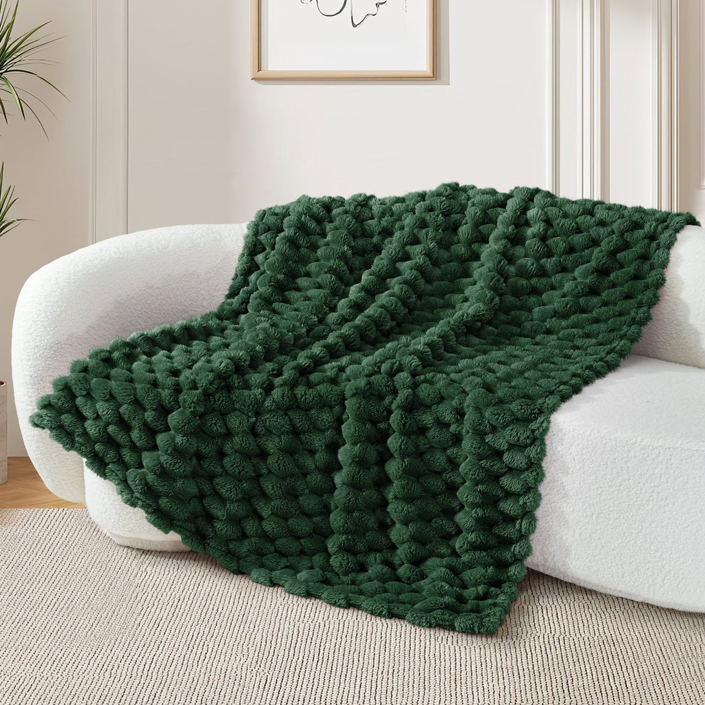 Decorative Knitted 50"x60" Throw Blanket for Couch with Expanded 3D-Jacquard Pattern, Fuzzy Soft Cozy Exquisite Blankets or All Season, ... - Super Soft Reversible Sherpa Flannel Blanket Detail