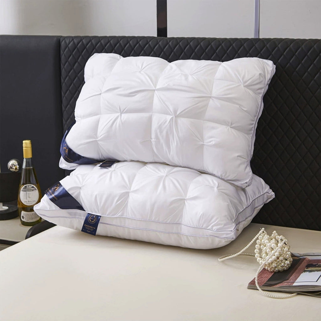 Orthopedic Support Goose Down Pillow and Feather Pillows for Neck/Back/Side Sleepers, Premium Soft Down Fill Standard Size Pillow for Sl... - Orthopedic Shredded Foam Bed Pillow Set Detail