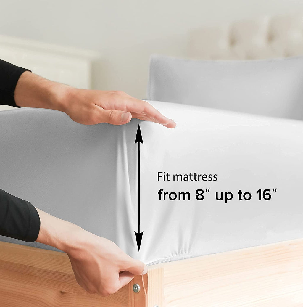 Cooling Sateen 6-Piece Breathable and Cooling Sheet Set With Extra Matching Pillowcases - King Size Bed Sheets Fits 8"-16... - Luxury Bed Sheet Set with Deep Pockets Detail