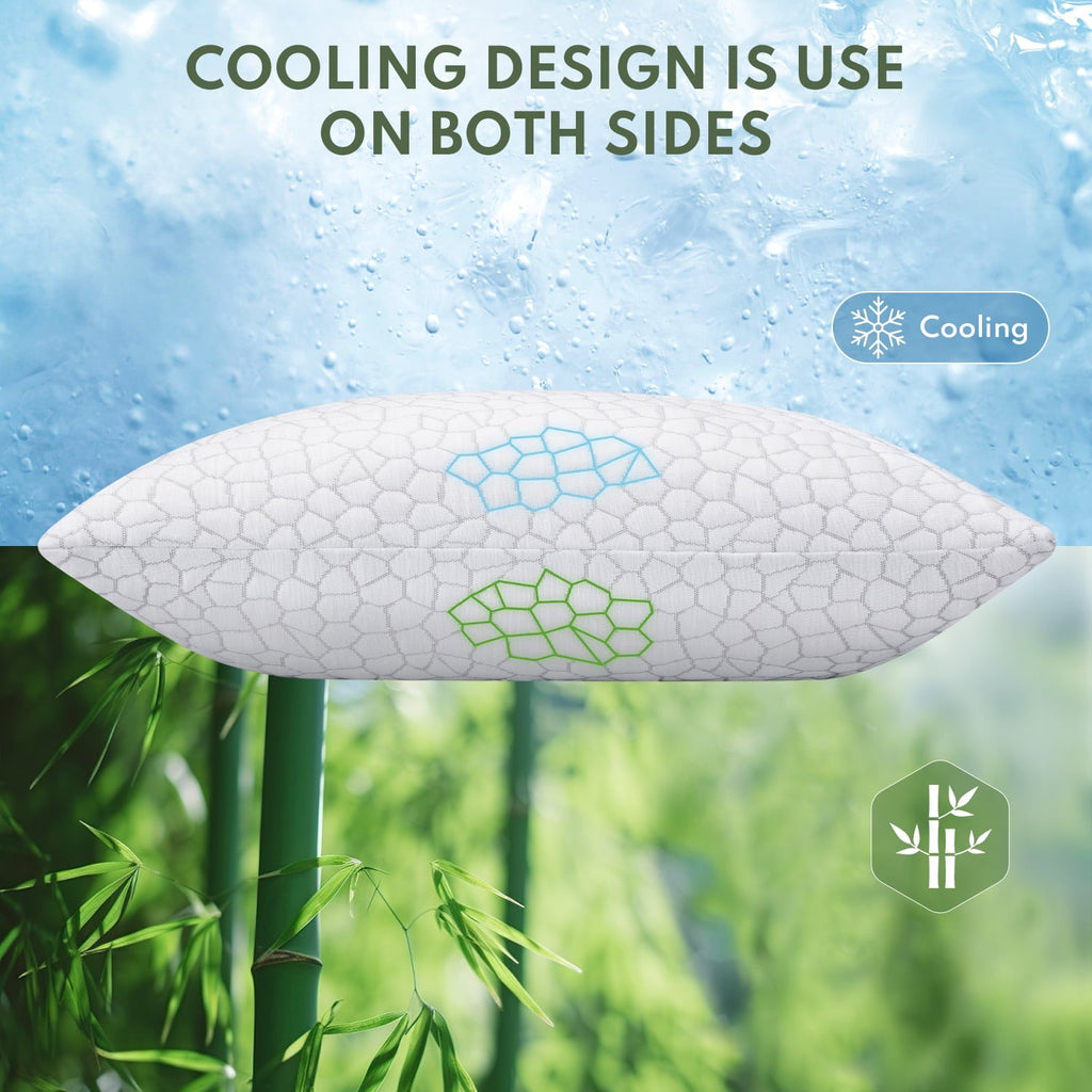 Fluffy Shredded Cooling Memory Foam Queen Pillows for bed 2 Pack,Adjustable Support & Heat Dissipation Tech for Side,Back,Stomach & H... - Decorative Throw Pillow Cushion for Sofa & Bed Detail