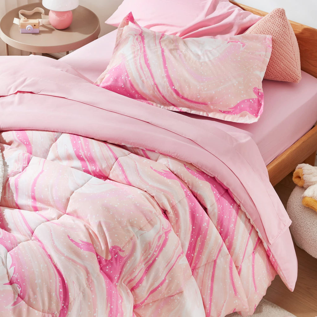 Fluffy Down Alternative Kids Twin Bedding Comforter Set - 5 Pieces Super Cute & Soft Bedding Sets & Collections with Comforter, Sheet, Pillow... - Hypoallergenic Ultra-Fluffy Quilt for Winter Detail