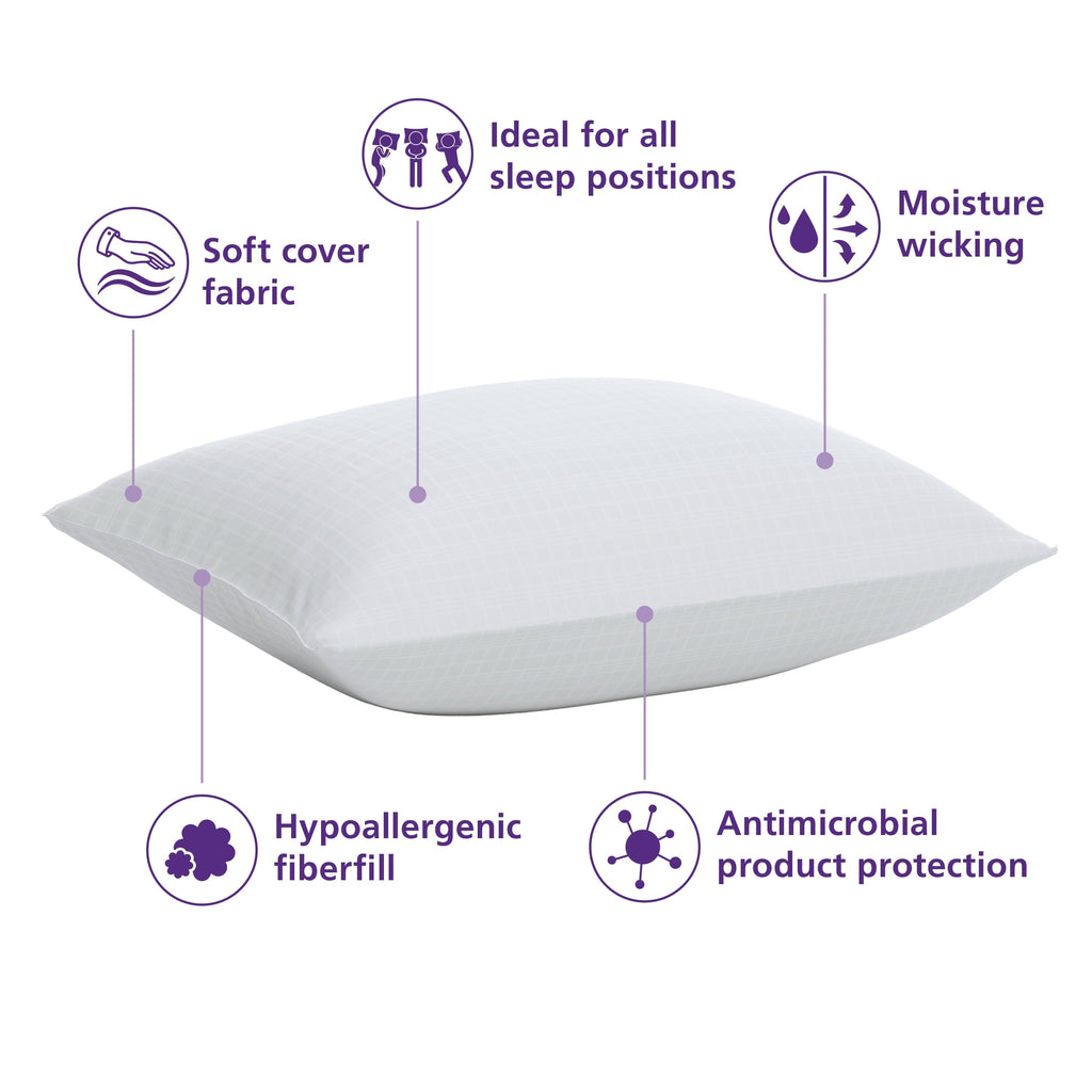 Fluffy Shredded Comfort Complete Bed Pillow, Standard/Queen, White- All Positions Antimicrobial - Ergonomic Memory Foam Pillow for Neck Pain Support Detail
