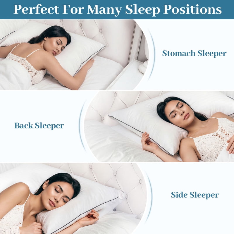 Ergonomic Memory Foam Pillows Queen Size Set of 2, Bed Pillows for Side, Back and Stomach Sleepers, Super Soft Down Alternative Filling, Lu... - Hotel Quality Plush Sleeping Pillows Detail
