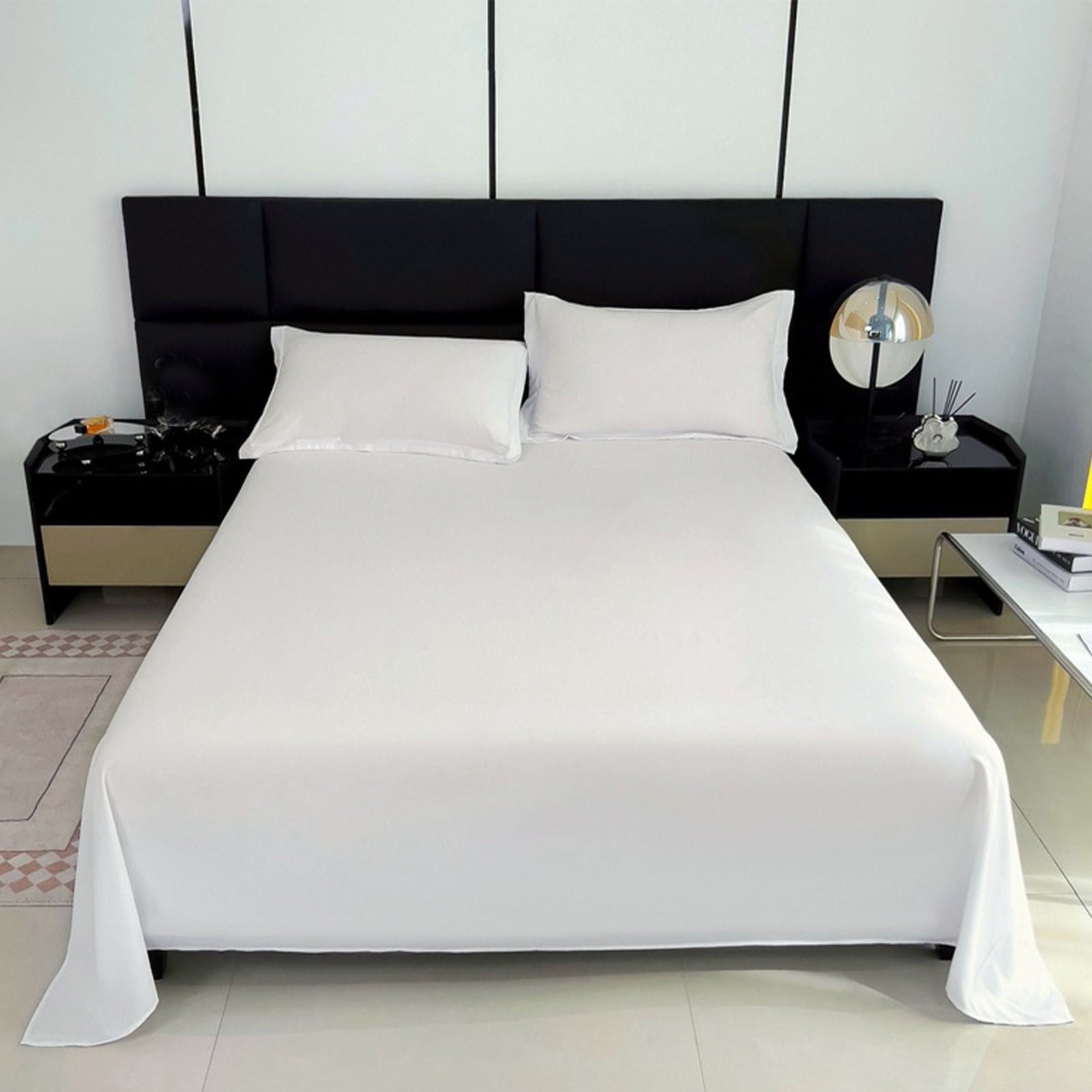 Wrinkle-Resistant Color Twin Size Flat Sheet - Hotel Quality Top Flat Bed Sheet Only, Ultra Soft, Comfy, Breathable & Cooling - Fade & ... - Luxury Bed Sheet Set with Deep Pockets Detail