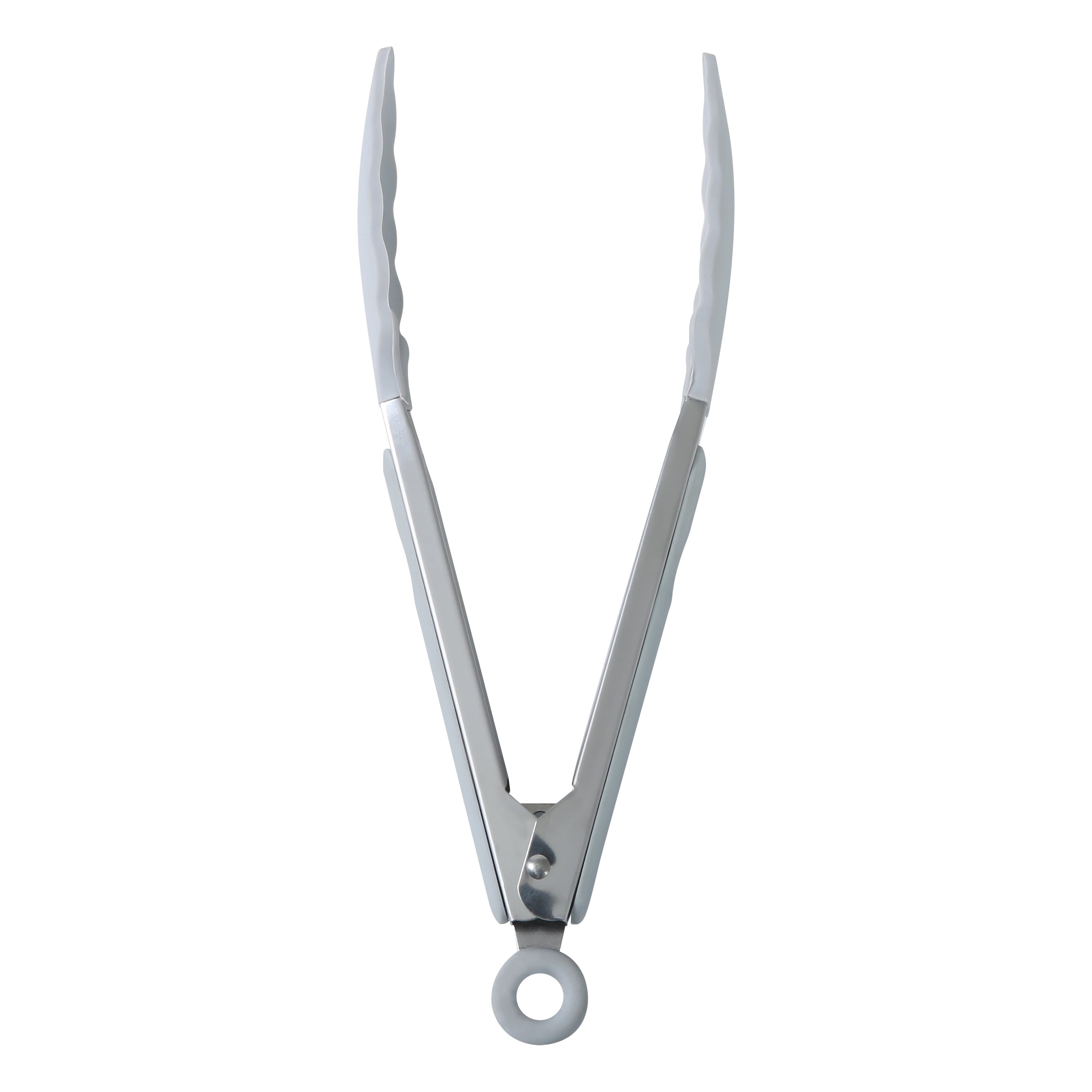 Professional Grade 9" Stainless Steel and Silicone Locking Tongs, Soft Grip Handle, Grey Flannel - High-Precision Culinary Tool for Baking & Cooking Detail