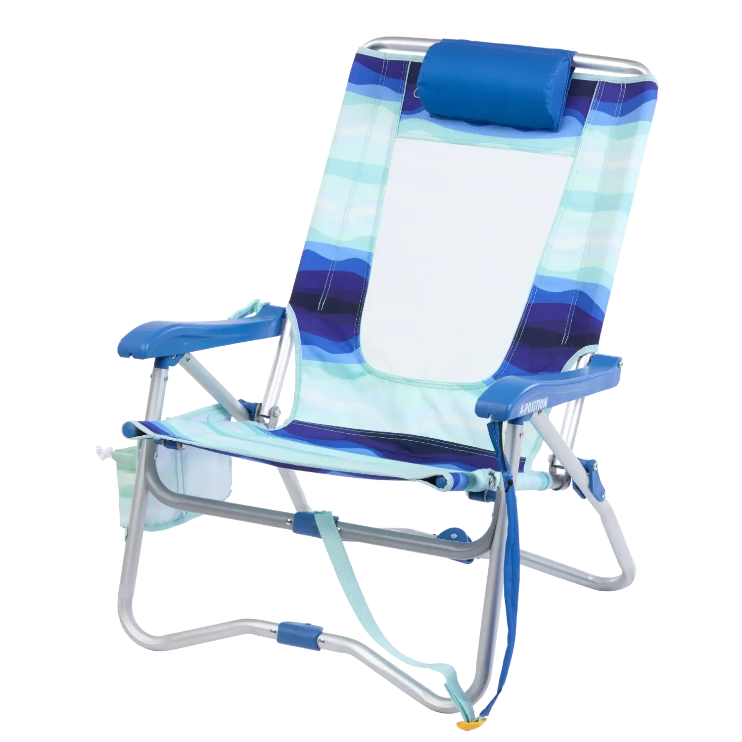 Sand-Friendly Bi-Fold Beach Chair - Choice 601 - Multi-Position Outdoor Beach Chair with Pillow Detail