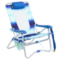 Sand-Friendly Bi-Fold Beach Chair - Choice 601 - Multi-Position Outdoor Beach Chair with Pillow - Wave