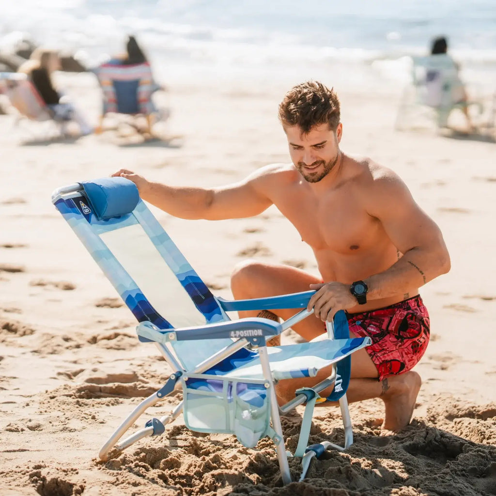 Sand-Friendly Bi-Fold Beach Chair - Choice 601 - Multi-Position Outdoor Beach Chair with Pillow Detail