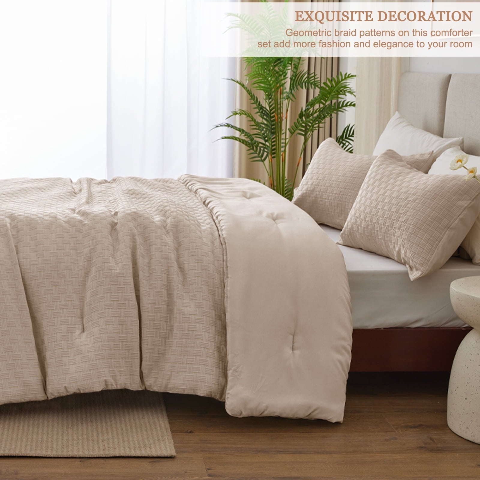 All-Season 3-Piece Jacquard Braid Ultra Soft King Comforter Set, Luxury Reversible Microfiber Oversized Comforters Bedding Set w... - Cloud-Like Soft Lightweight Bed Comforter Detail