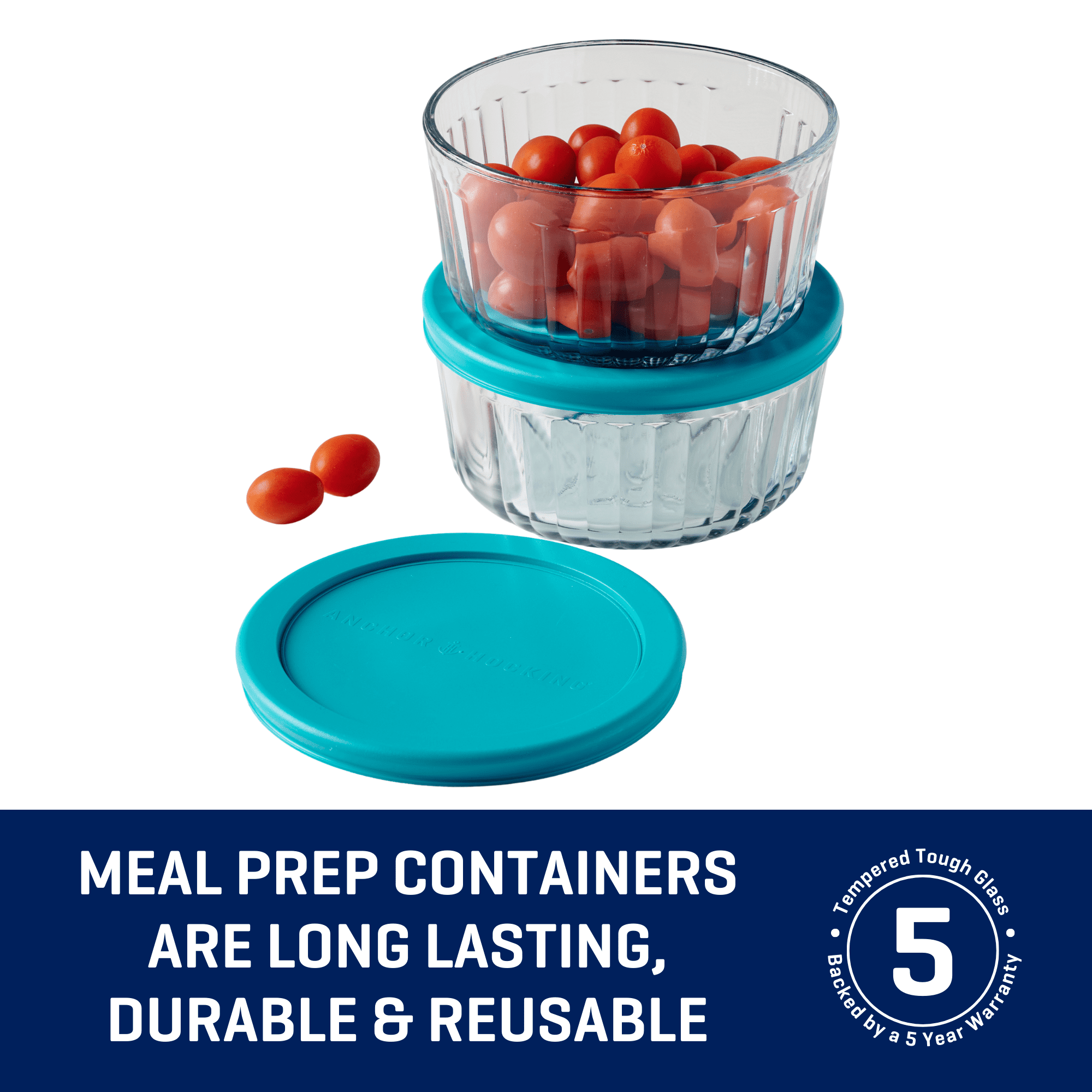 Deliciously Squishy Glass Food Storage Container with Lids, 4 Cup Round, Set of 2 - Squishy Dohnut Sweet Treat Shaped Stress Toy Detail