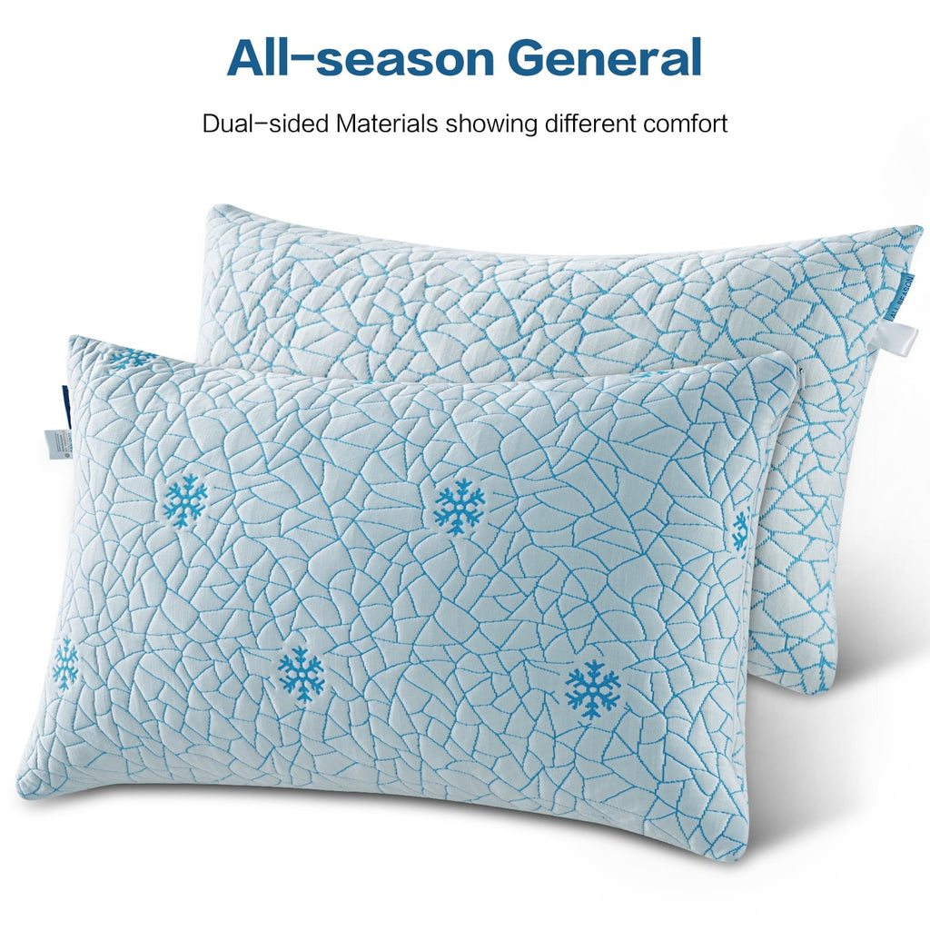 Decorative Plump Cooling Memory Foam Queen Pillows Set of 2,Adjustable Support & Heat Dissipation Tech for Side,Back,Stomach & Hot Sle... - Hotel Quality Plush Sleeping Pillows Detail
