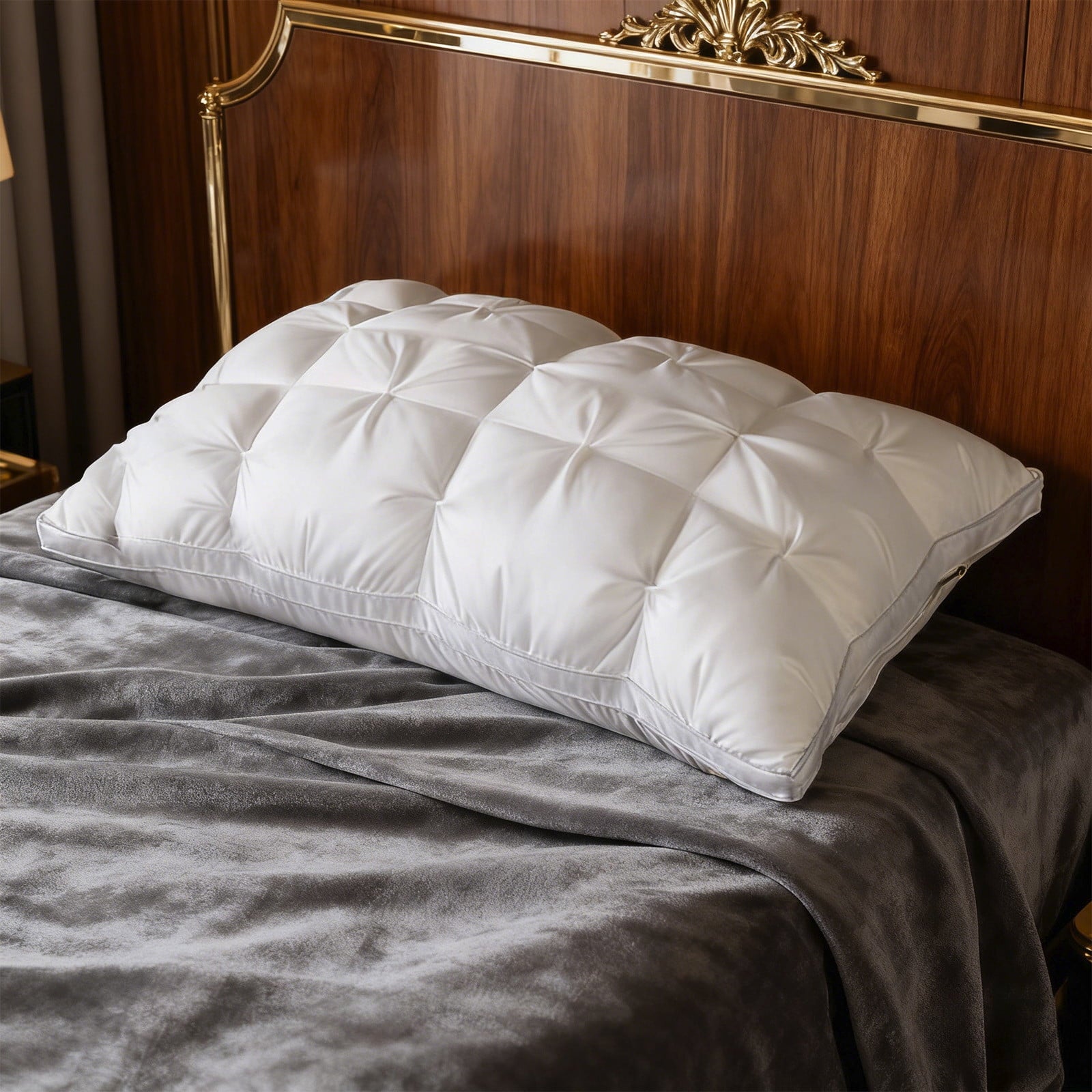 Orthopedic Support Goose Down Pillow and Feather Pillows for Neck/Back/Side Sleepers, Premium Soft Down Fill Standard Size Pillow for Sl... - Orthopedic Shredded Foam Bed Pillow Set Detail