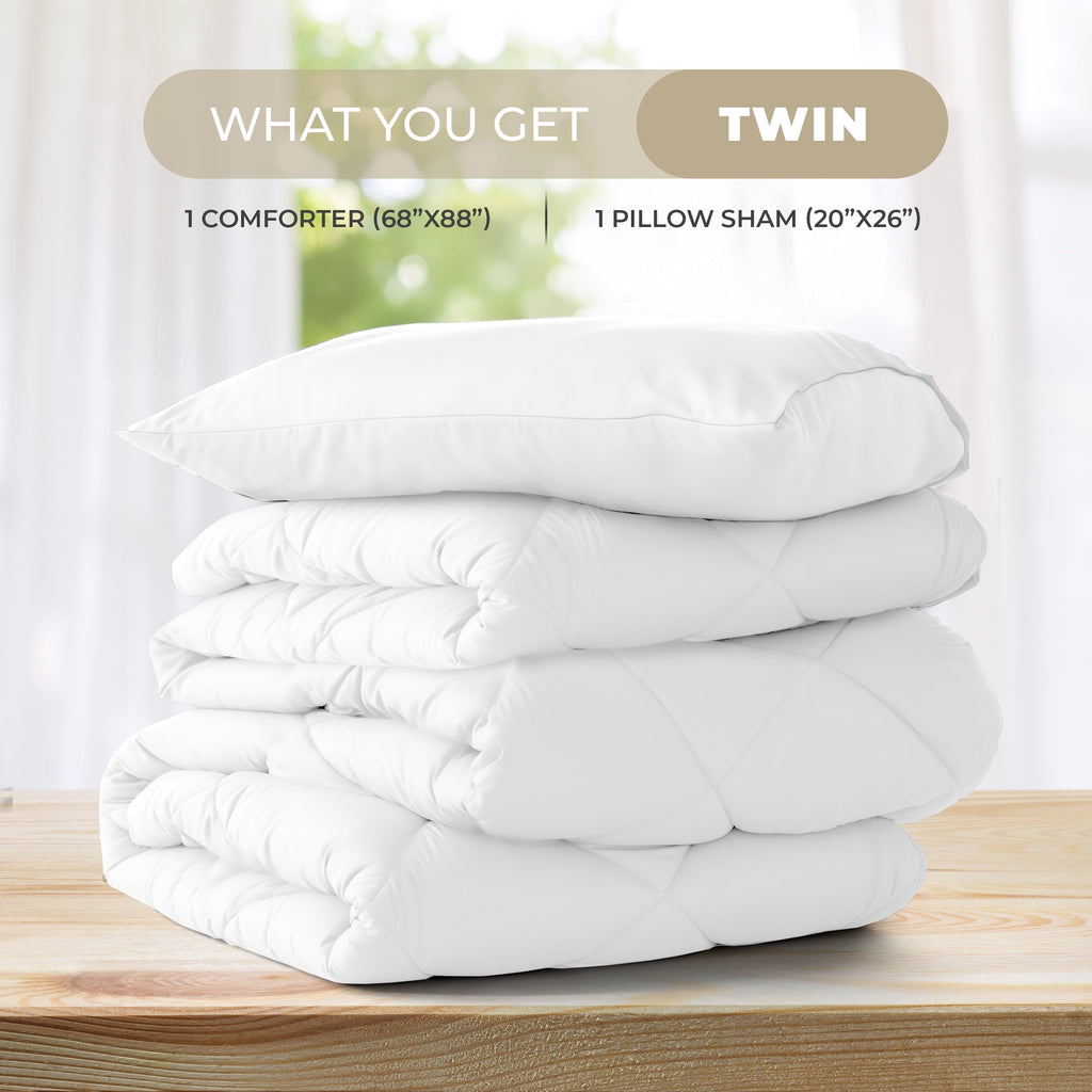 Heavyweight Warmth Lux Decor All-Season Comforter Sets Twin Size 2 PC, Reversible Bedding Set with Diamond Quilted Design Comforter and ... - Luxurious Quilted Duvet Cover Set Detail