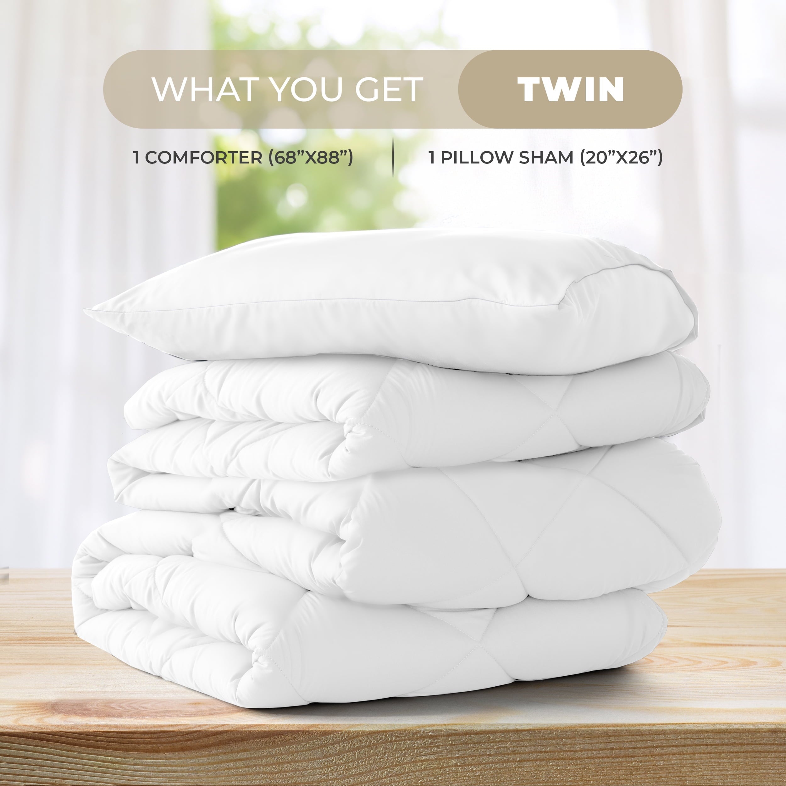 Heavyweight Warmth Lux Decor All-Season Comforter Sets Twin Size 2 PC, Reversible Bedding Set with Diamond Quilted Design Comforter and ... - Luxurious Quilted Duvet Cover Set Detail