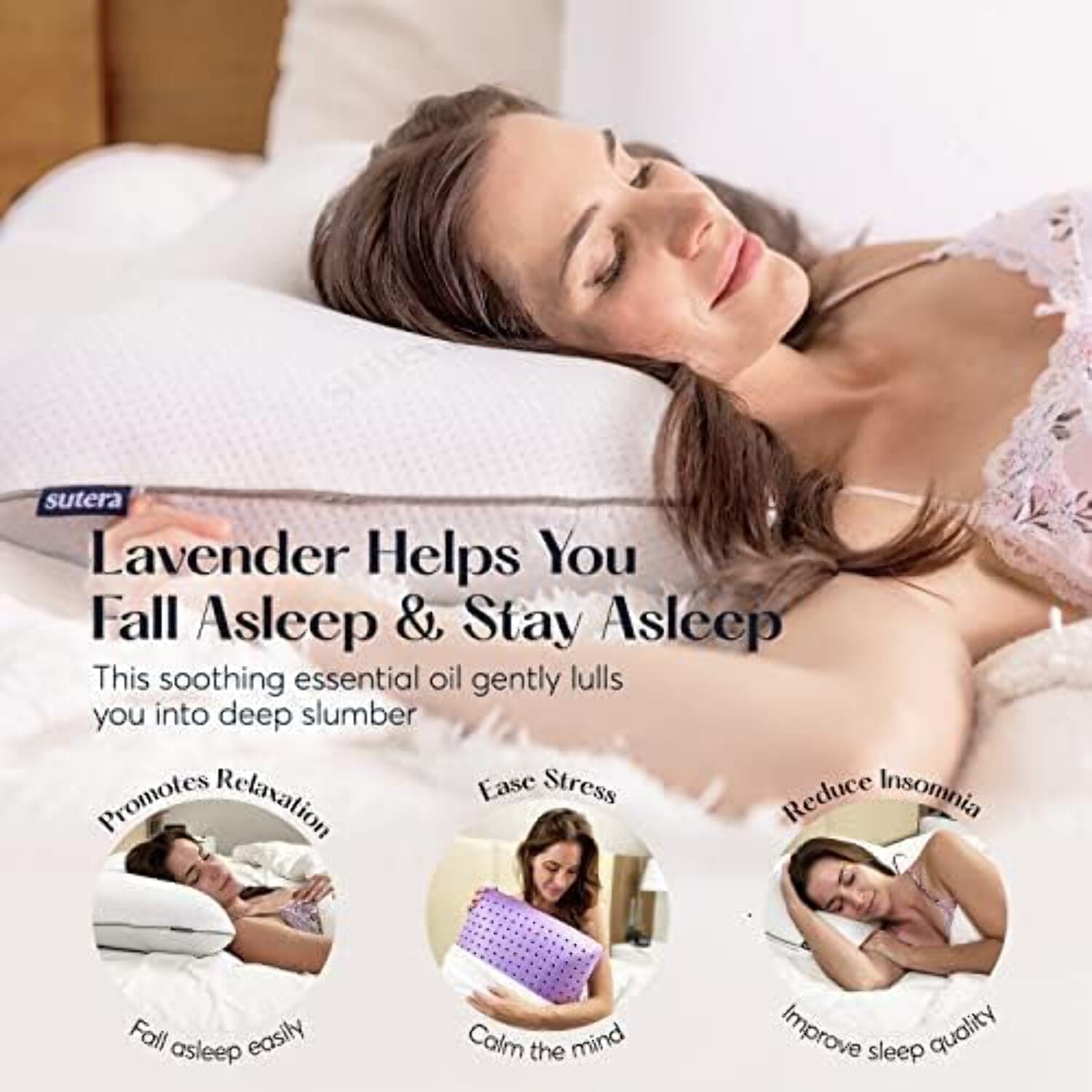Hotel Collection Plush Zen Bed Pillow, Lavender Scented Cooling Adaptive Memory Foam Queen - Ergonomic Memory Foam Pillow for Neck Pain Support Detail