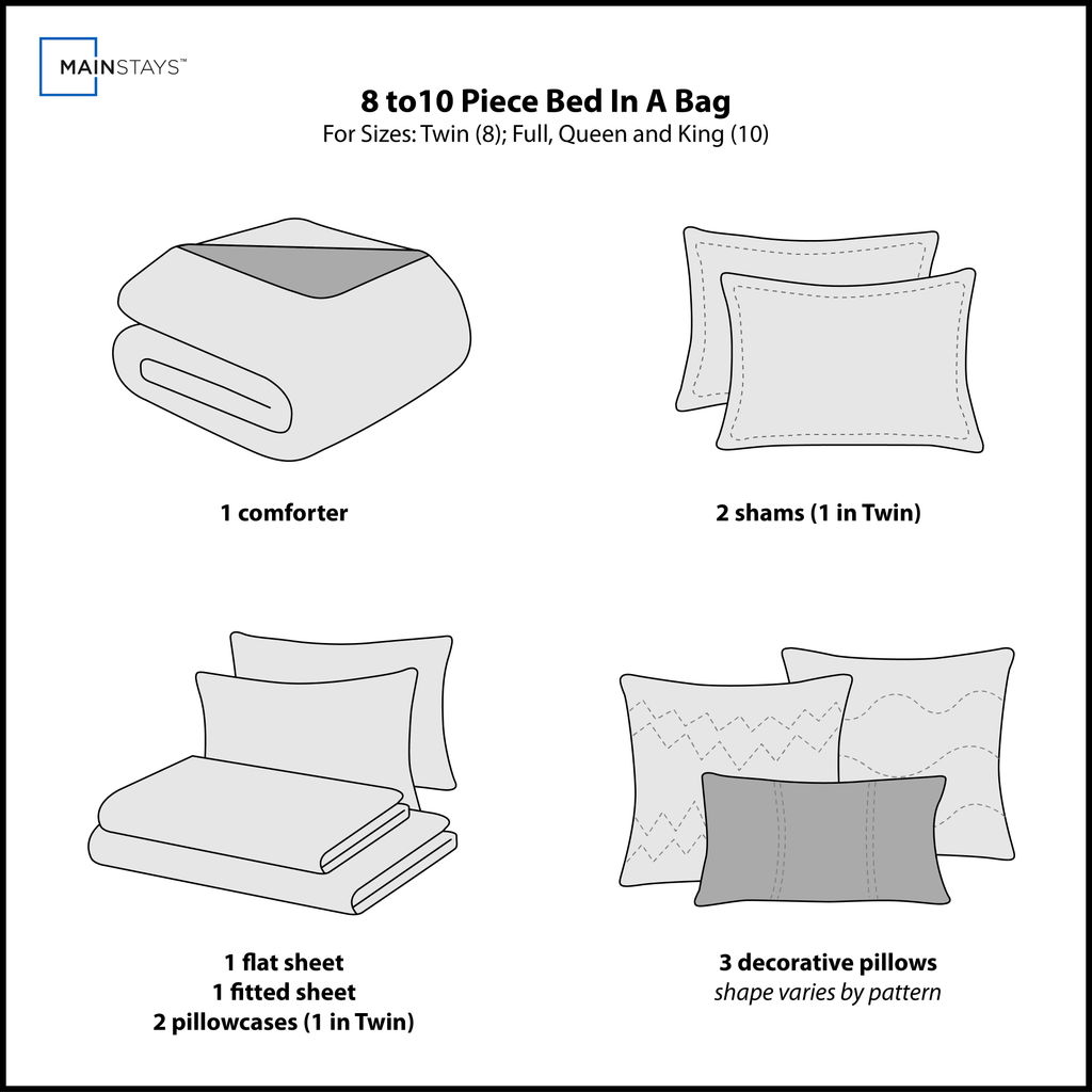 All-Season Reversible Marble Diamond 8-Piece Bed in a Bag Bedding Set, Twin/Twin XL - Hypoallergenic Ultra-Fluffy Quilt for Winter Detail