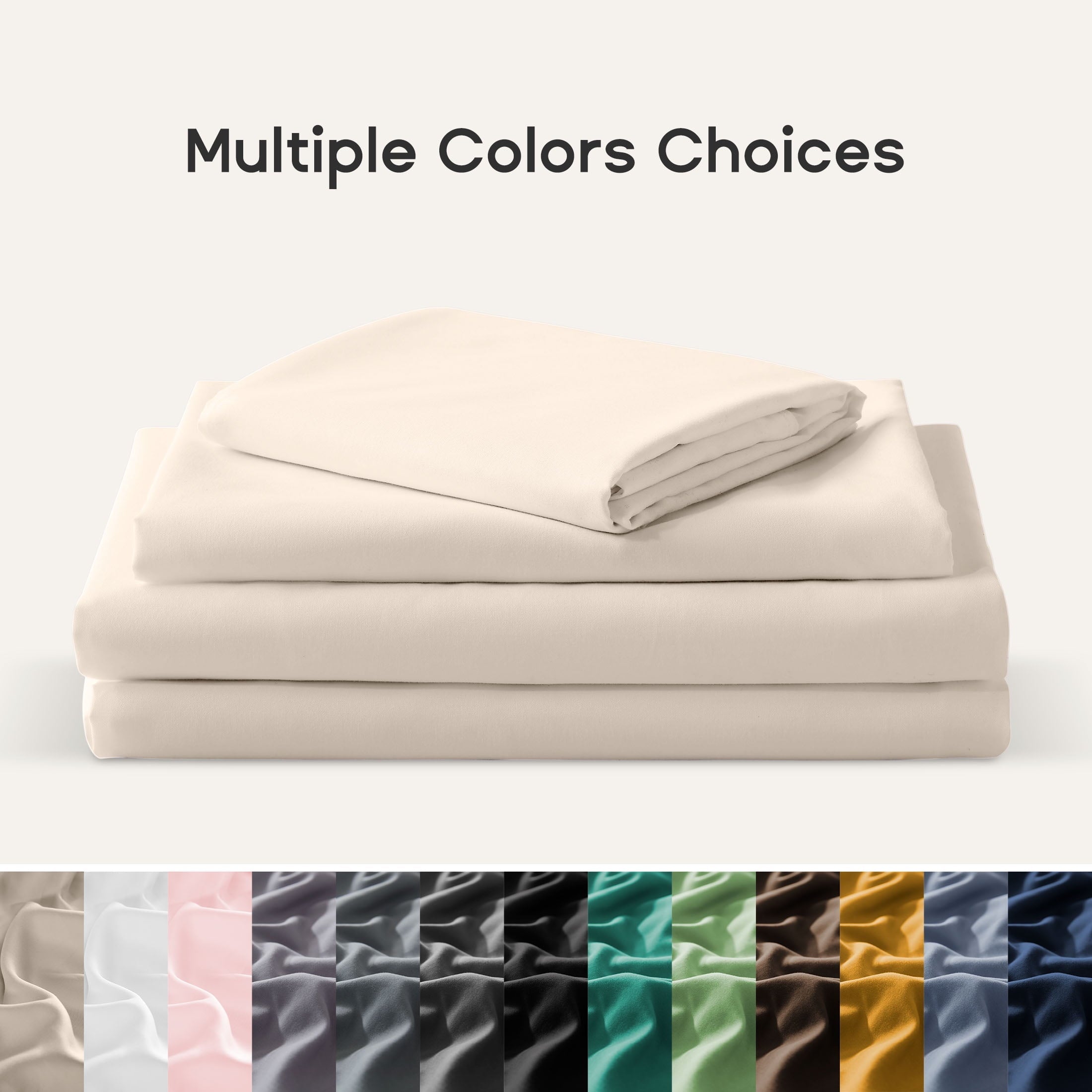 Ultra-Soft Bed Sheet Sets,Ultra Soft Breathable Luxury 4 Piece, (Beige, Queen) - Premium Ultra-Soft Pillowcase Pair for Sleeping Detail